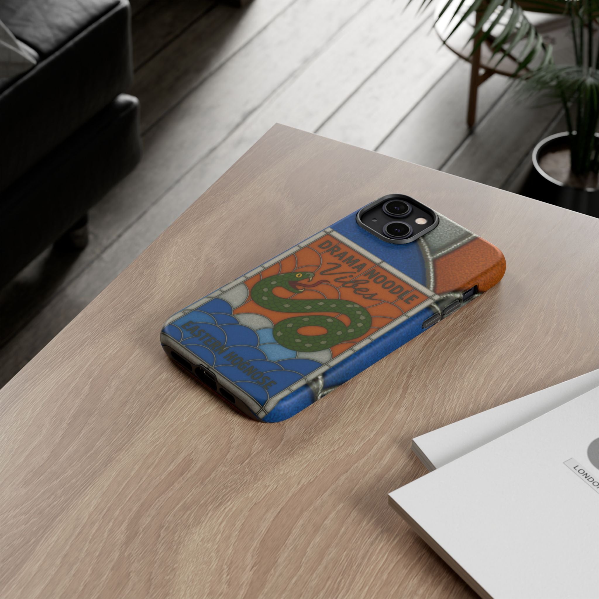 Stained Glass Snake Phone Case – Vibrant Drama Noodle Aesthetic Cover