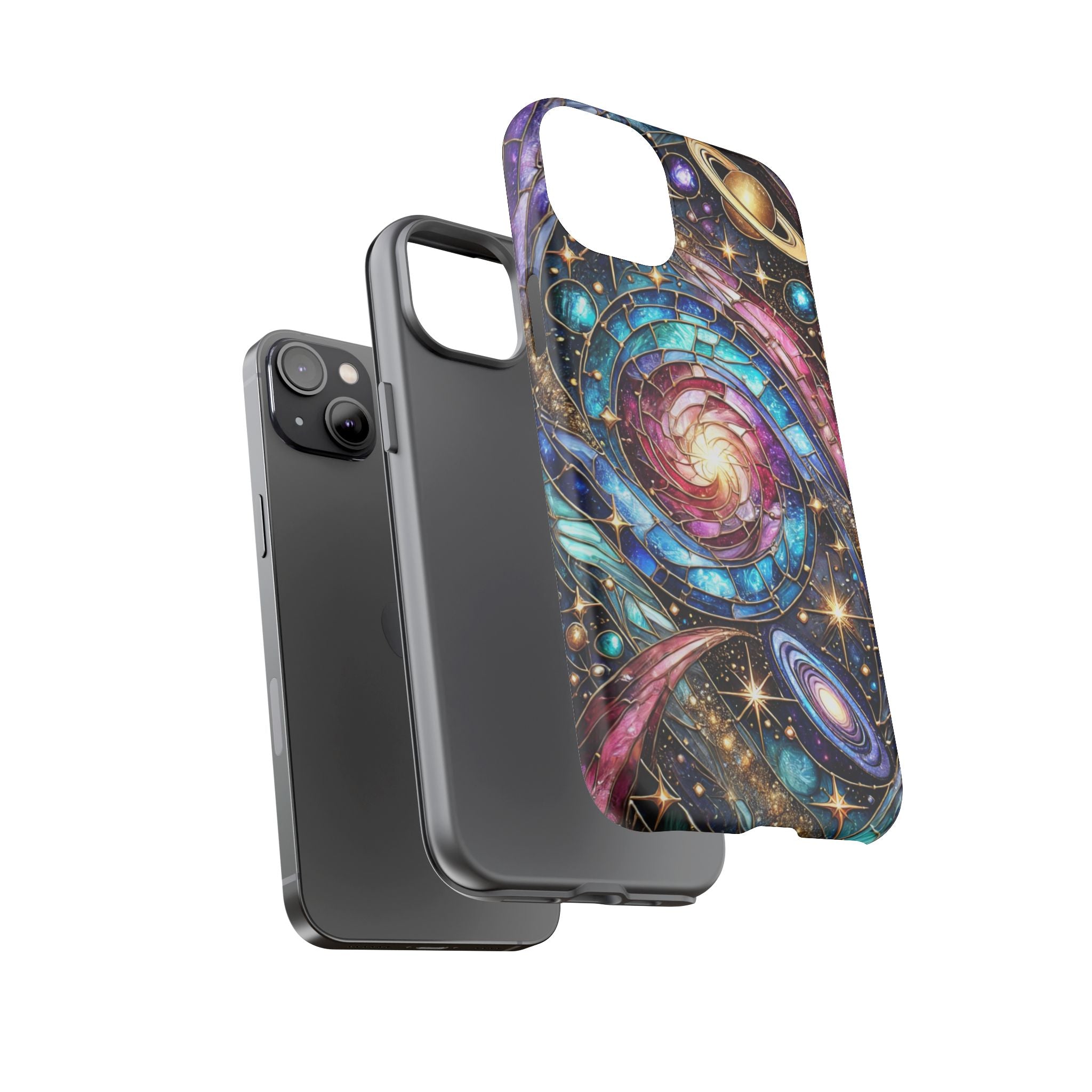 Galaxy Swirl Stained Glass Phone Case – Cosmic Celestial Cover