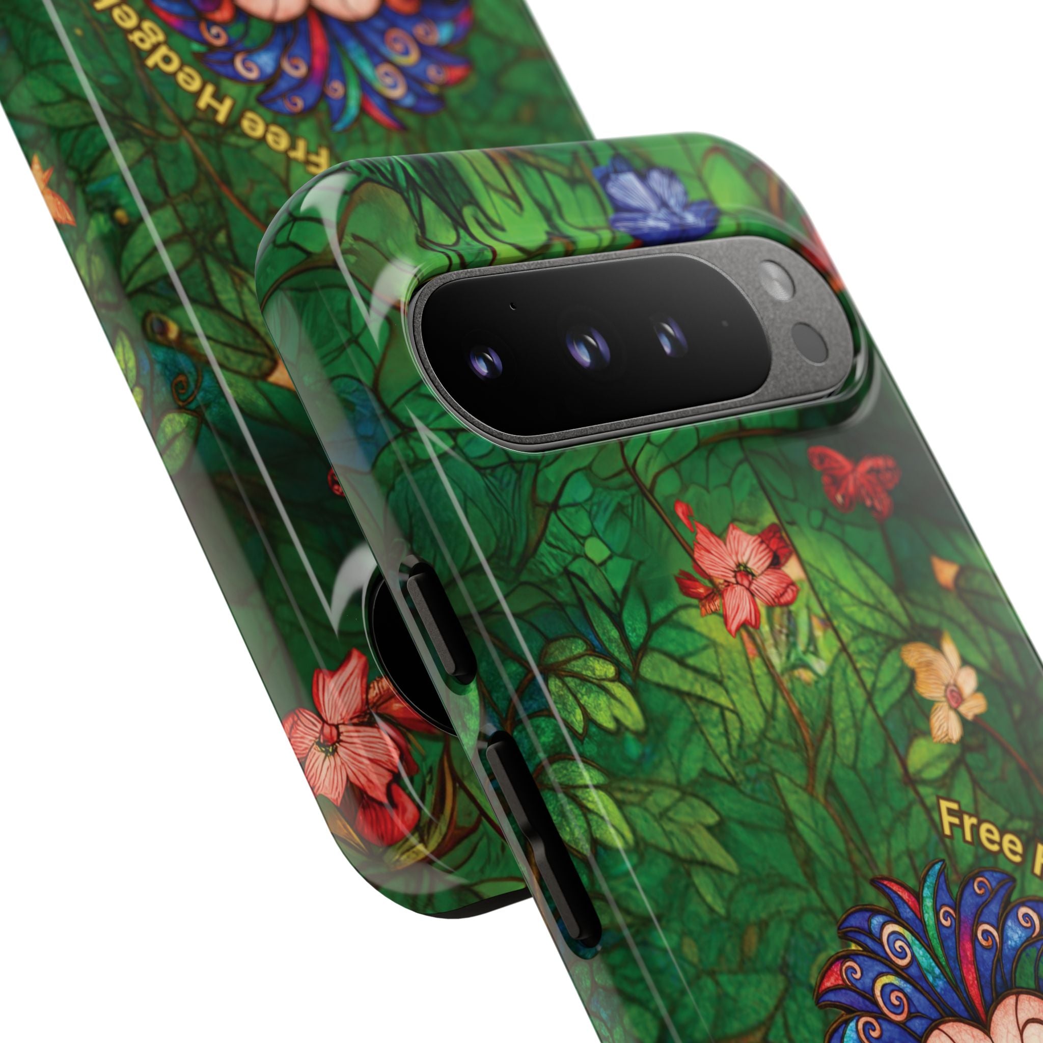 Stained Glass Hedgehog Phone Case – "Free Hedgehugs" Floral Design