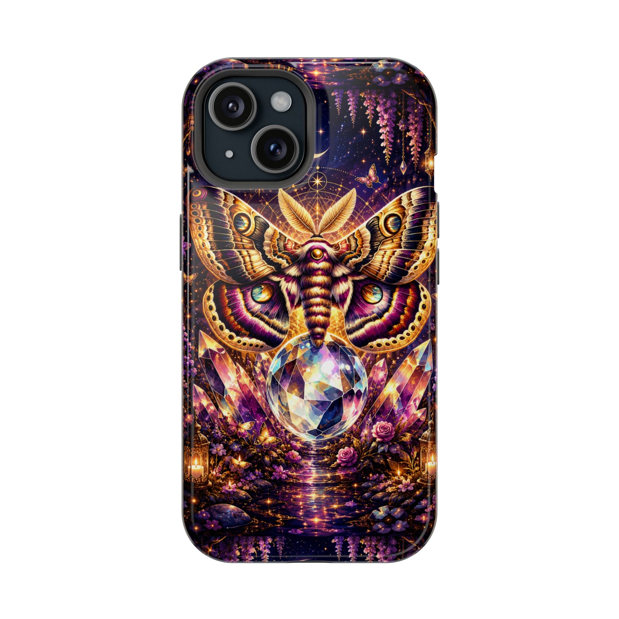 Mystic Moth Crystal Phone Case – Jewel-Toned MagSafe-Compatible Cover