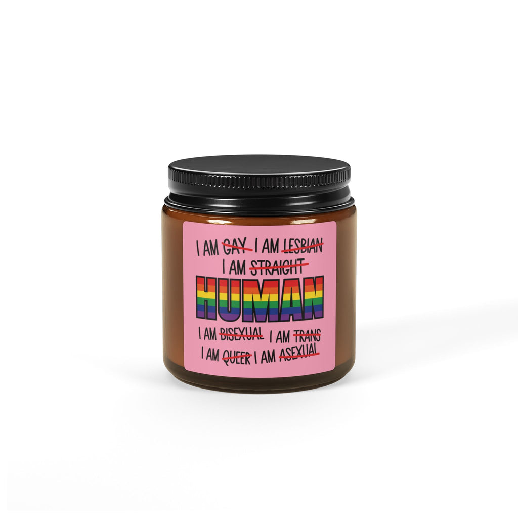 I Am Human Rainbow Pride Scented Soy Candle, LGBTQ+ Affirming Candles for Friend, Pride Celebration Statement Candle Grad Gift From Mom Dad