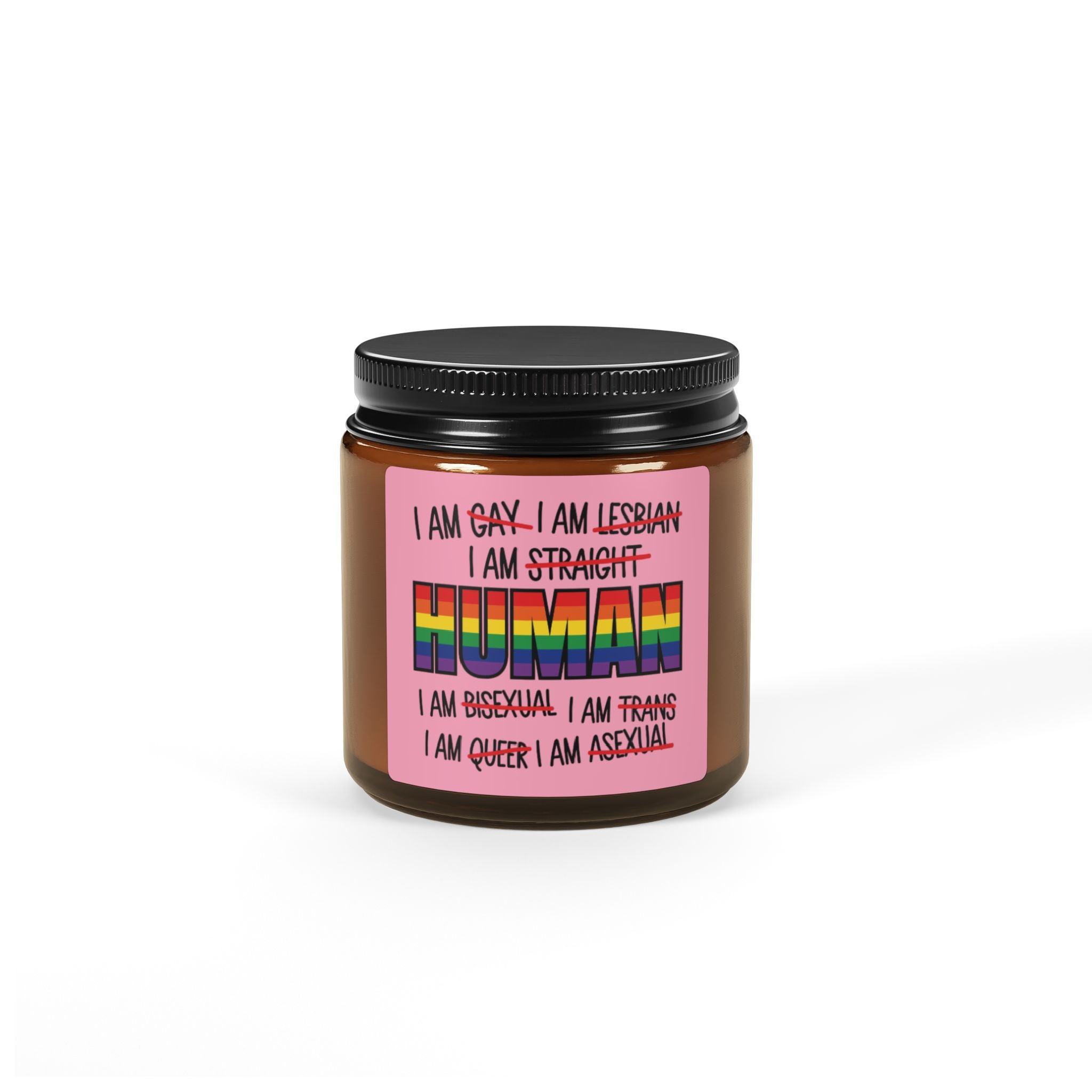 I Am Human Rainbow Pride Scented Soy Candle, LGBTQ+ Affirming Candles for Friend, Pride Celebration Statement Candle Grad Gift From Mom Dad