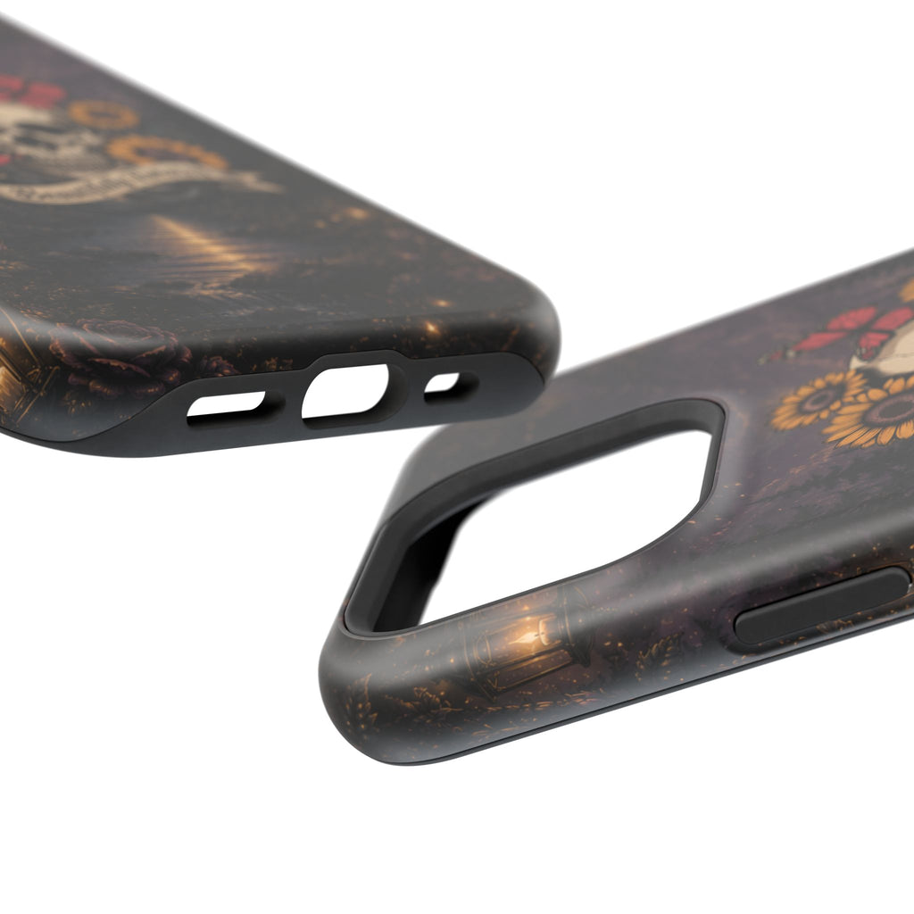 Skull, Sunflowers & Butterflies Phone Case – "Beautifully Twisted" MagSafe Cover