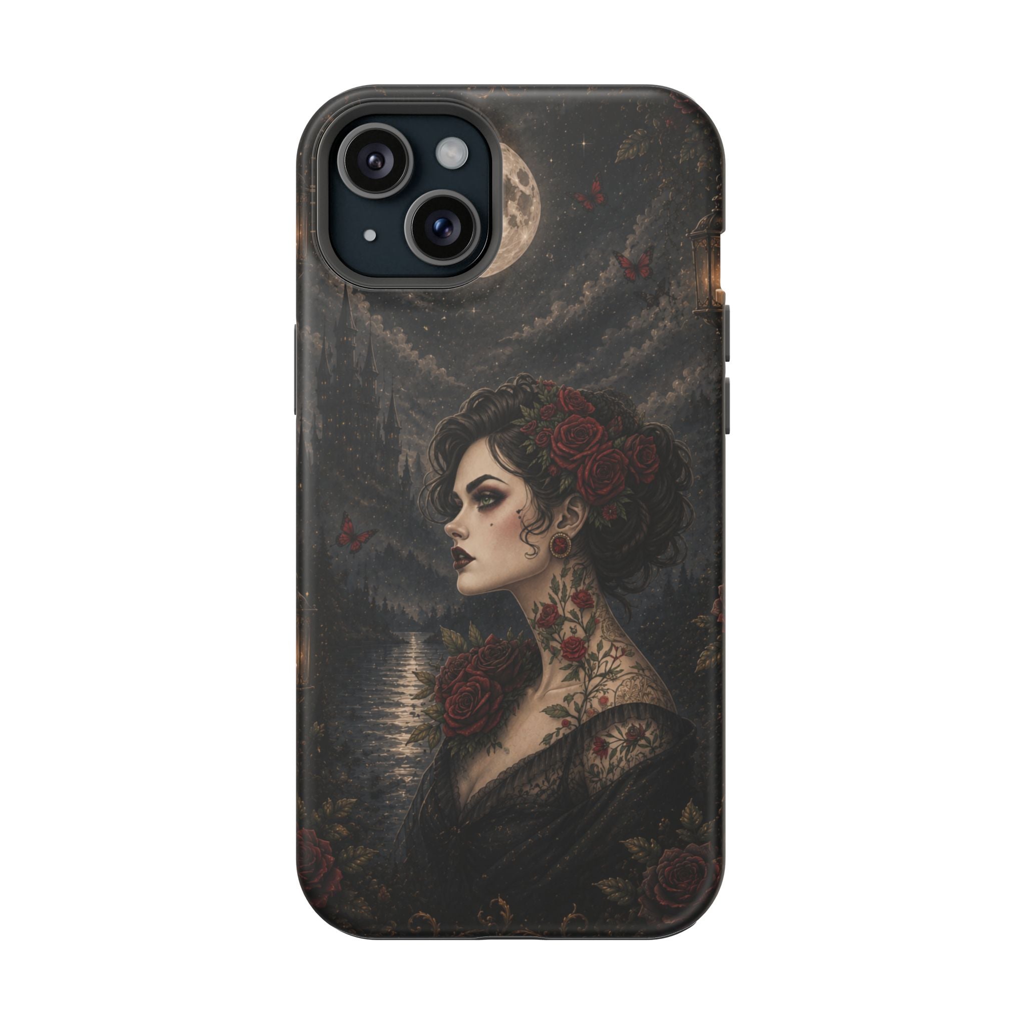 Gothic Rose Portrait Phone Case – Dark Romance MagSafe-Compatible Cover