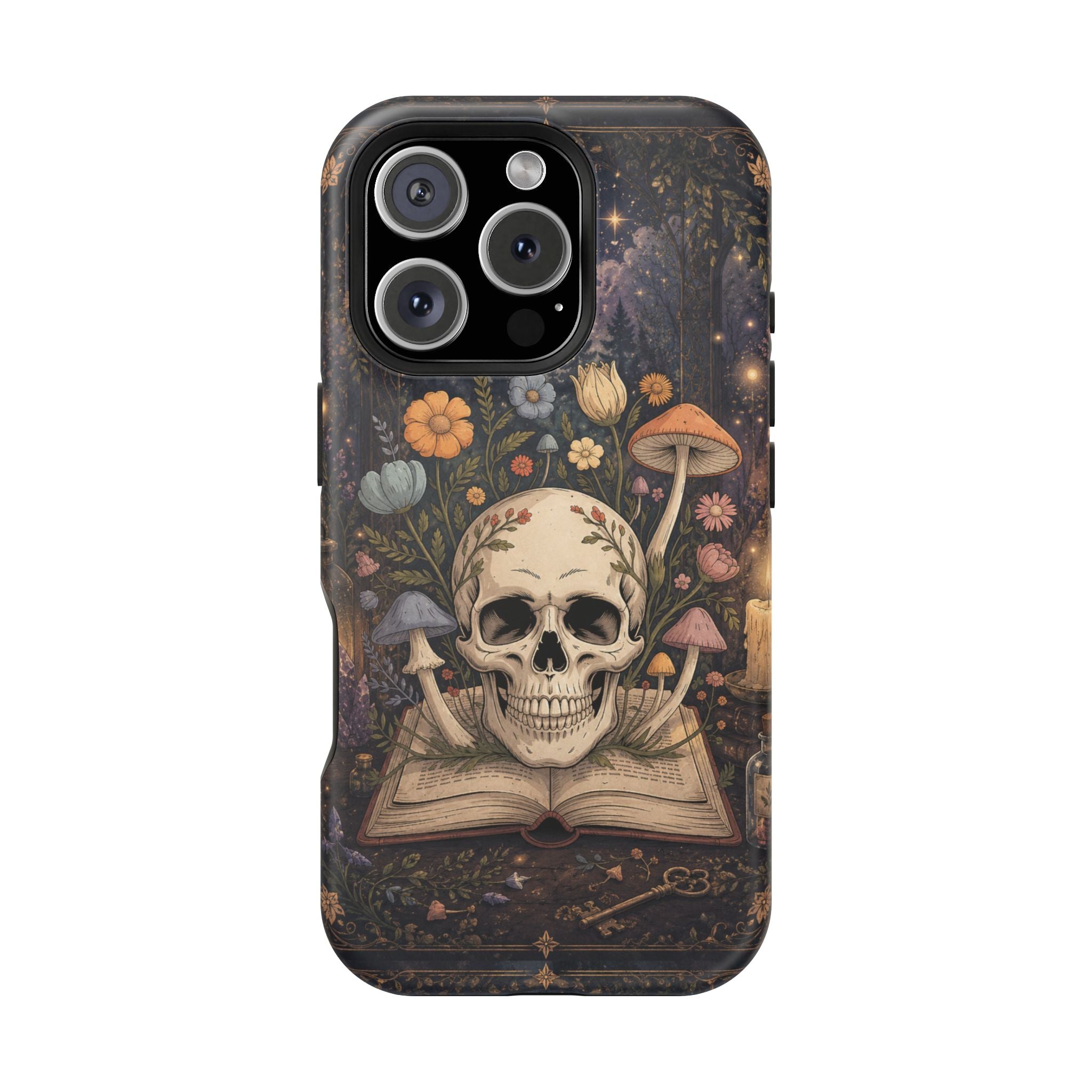 Skull & Mushroom Phone Case – Gothic MagSafe-Compatible Impact-Resistant Case