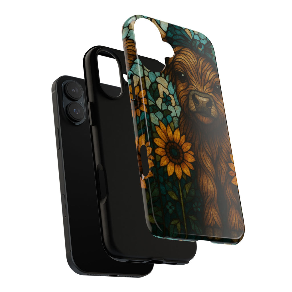 Stained Glass Baby Cow Phone Case – Sunflower Farmhouse Animal Design