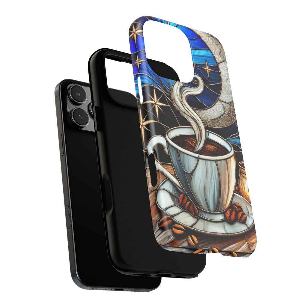 Stained Glass Coffee Phone Case – Cozy Artistic Design for Coffee Lovers