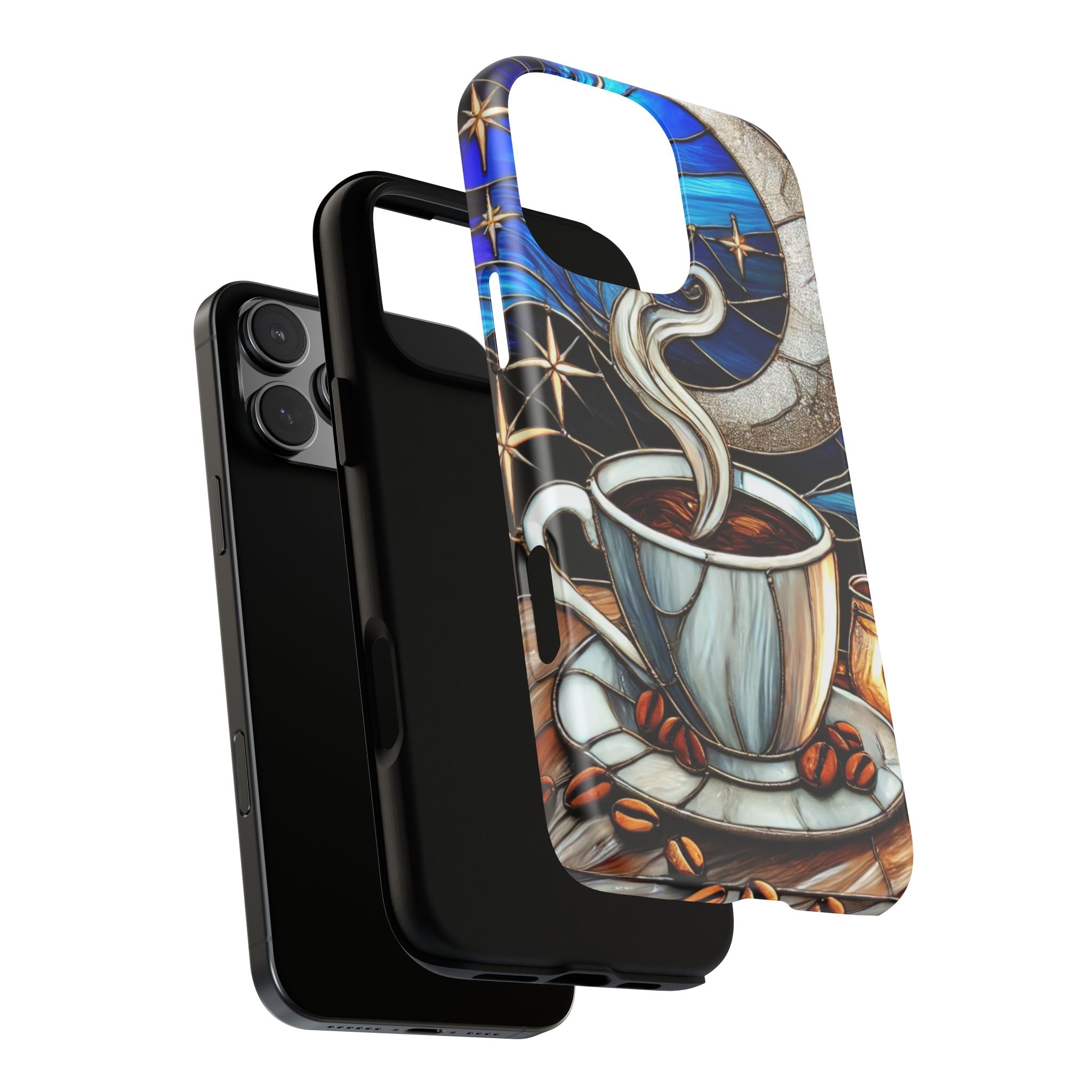 Stained Glass Coffee Phone Case – Cozy Artistic Design for Coffee Lovers
