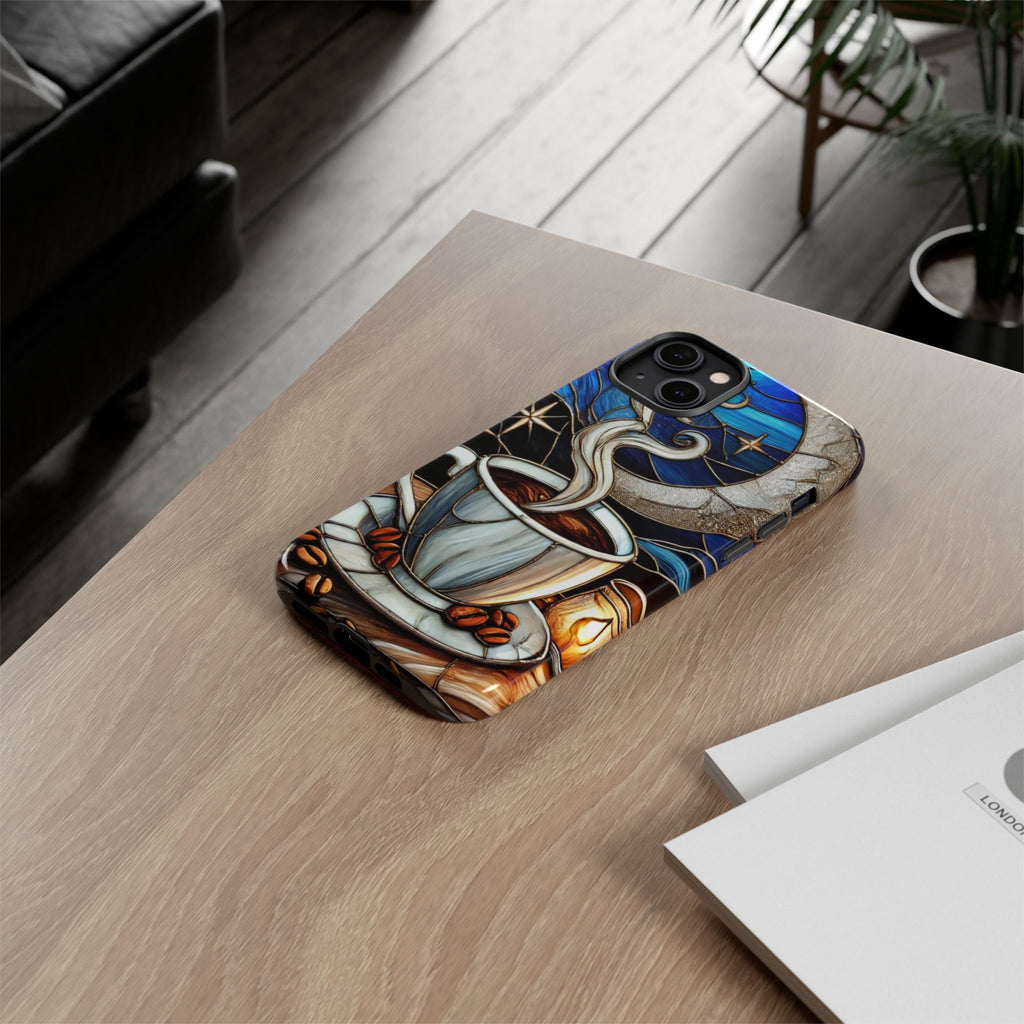 Stained Glass Coffee Phone Case – Cozy Artistic Design for Coffee Lovers