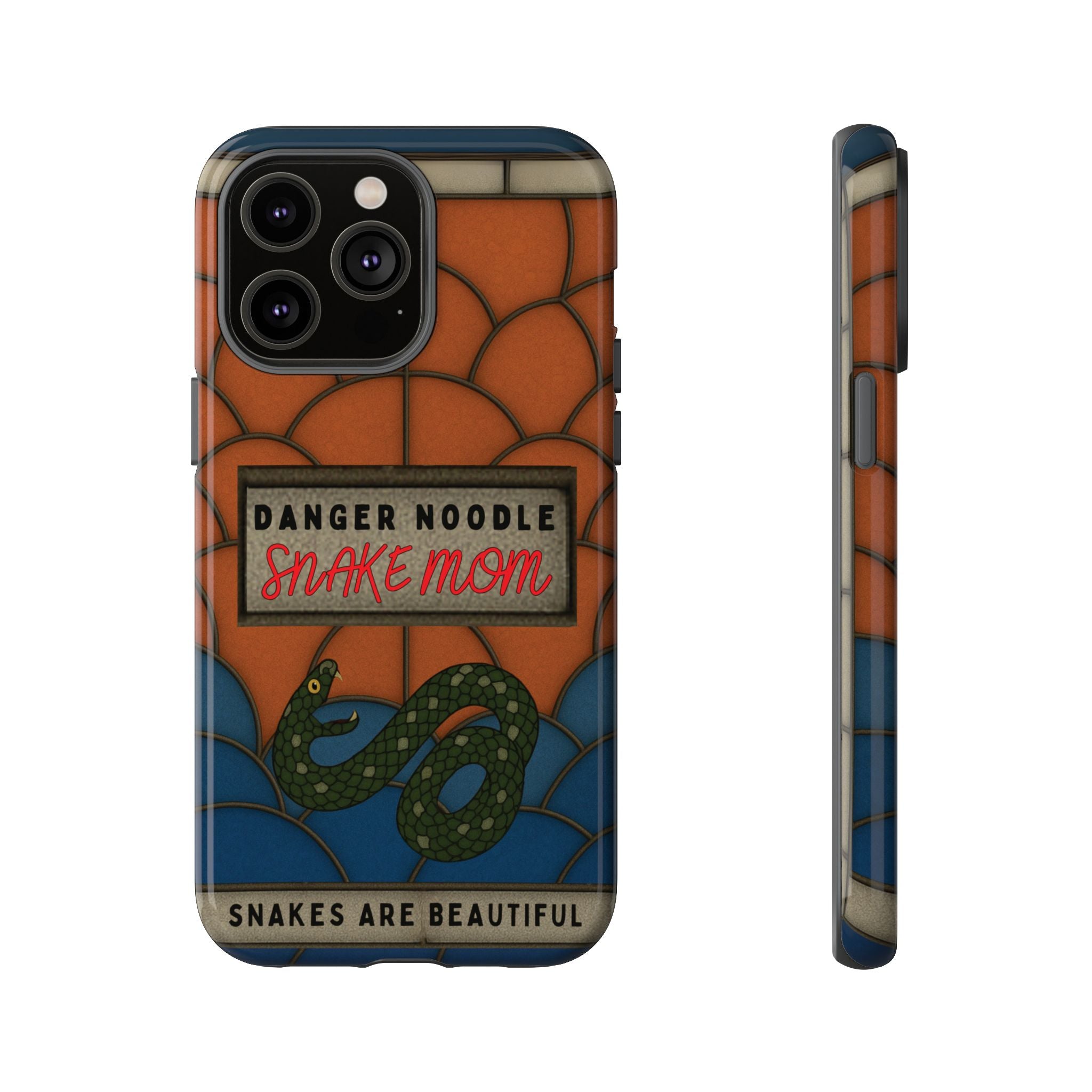 Danger Noodle Snake Mom Phone Case | Snakes Are Beautiful |Stained Glass Snake Art | Funny Snake Lover Gift |  Reptile Mom Phone Cover