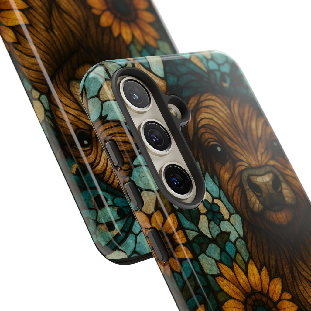 Stained Glass Baby Cow Phone Case – Sunflower Farmhouse Animal Design