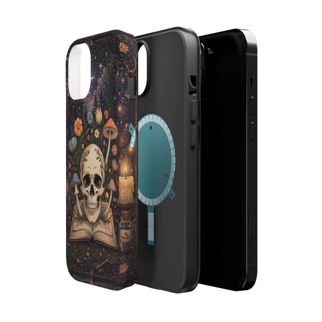 Skull & Mushroom Phone Case – Gothic MagSafe-Compatible Impact-Resistant Case