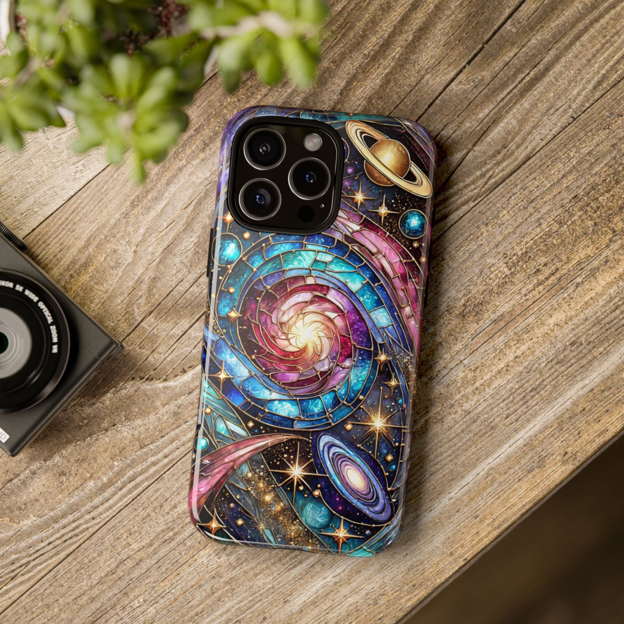 Galaxy Swirl Stained Glass Phone Case – Cosmic Celestial Cover