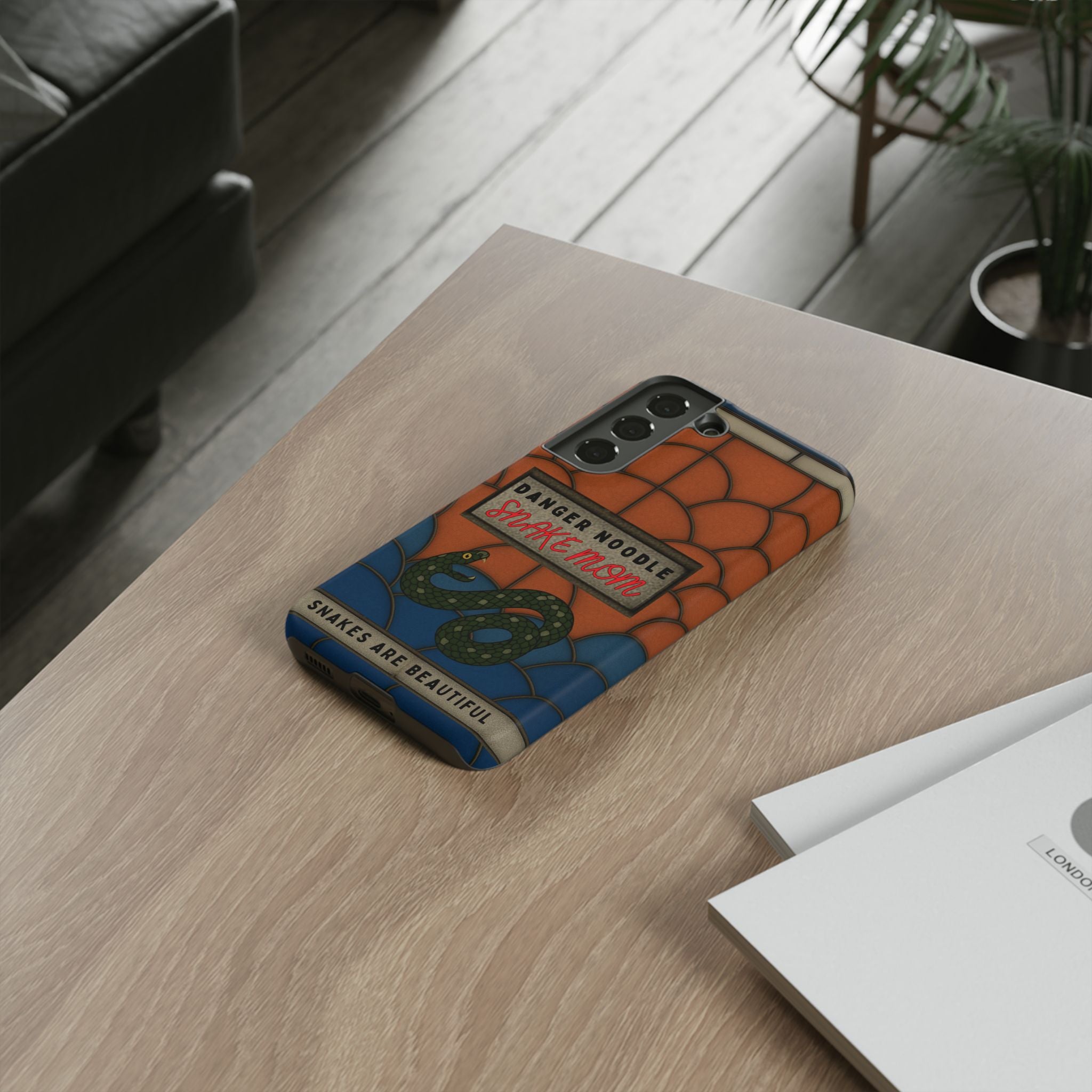 Danger Noodle Snake Mom Phone Case | Snakes Are Beautiful |Stained Glass Snake Art | Funny Snake Lover Gift |  Reptile Mom Phone Cover