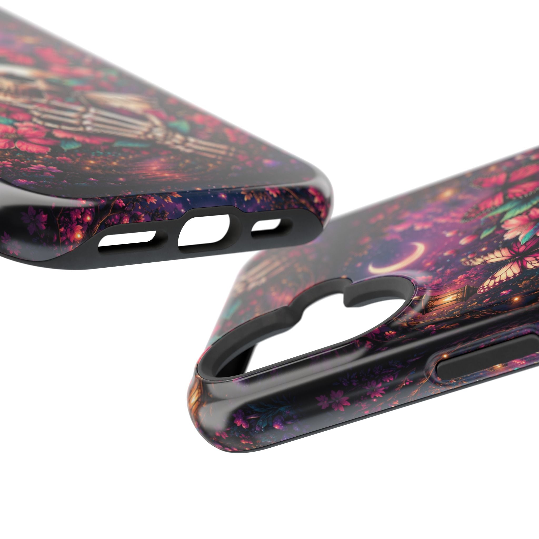 Skull & Butterflies Phone Case – Gothic Floral MagSafe-Compatible Case