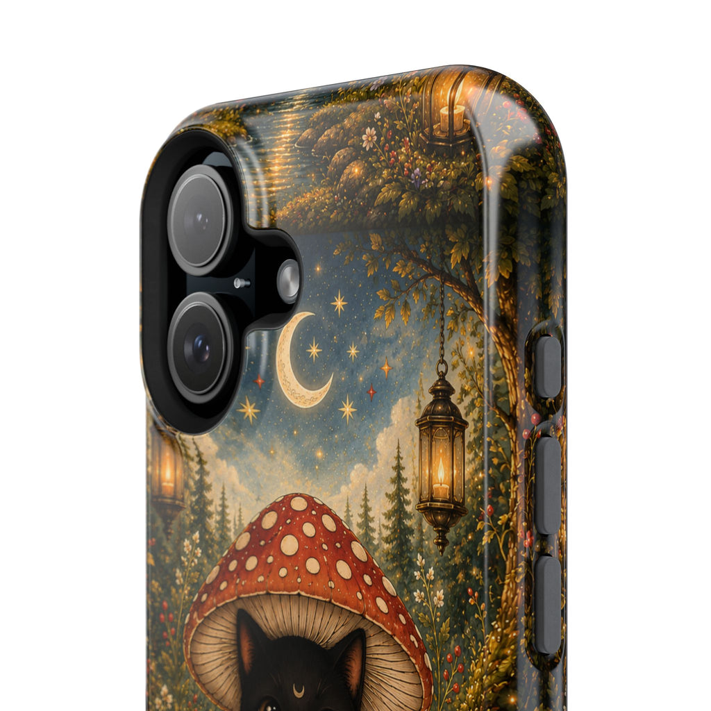 Black Cat & Mushroom Phone Case – Magical MagSafe-Compatible Cover