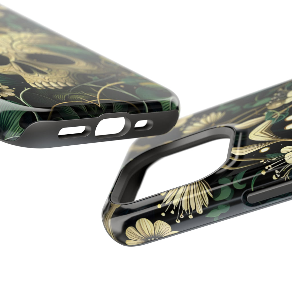 Floral Skull Phone Case – Botanical Gothic MagSafe-Compatible Cover