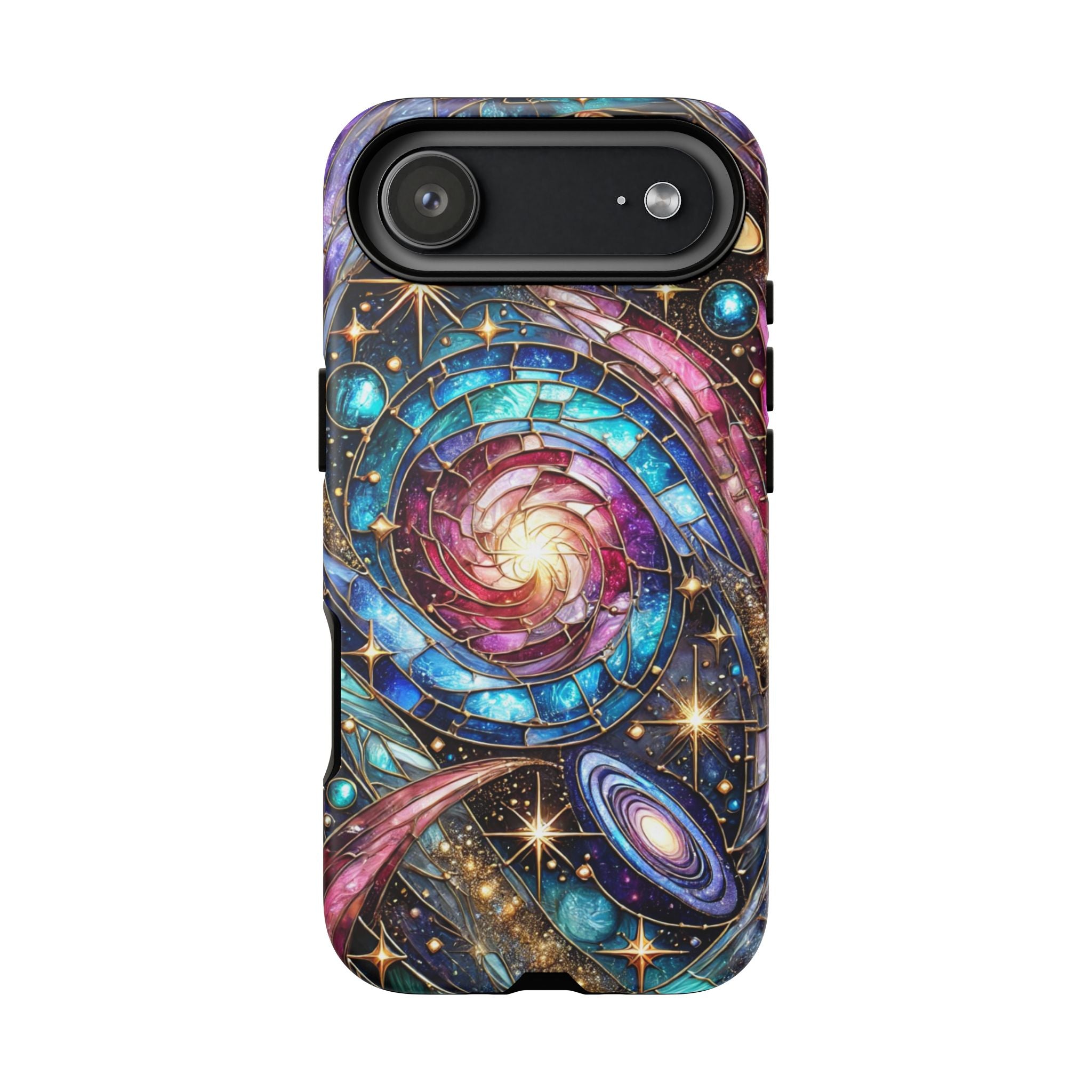 Galaxy Swirl Stained Glass Phone Case – Cosmic Celestial Cover
