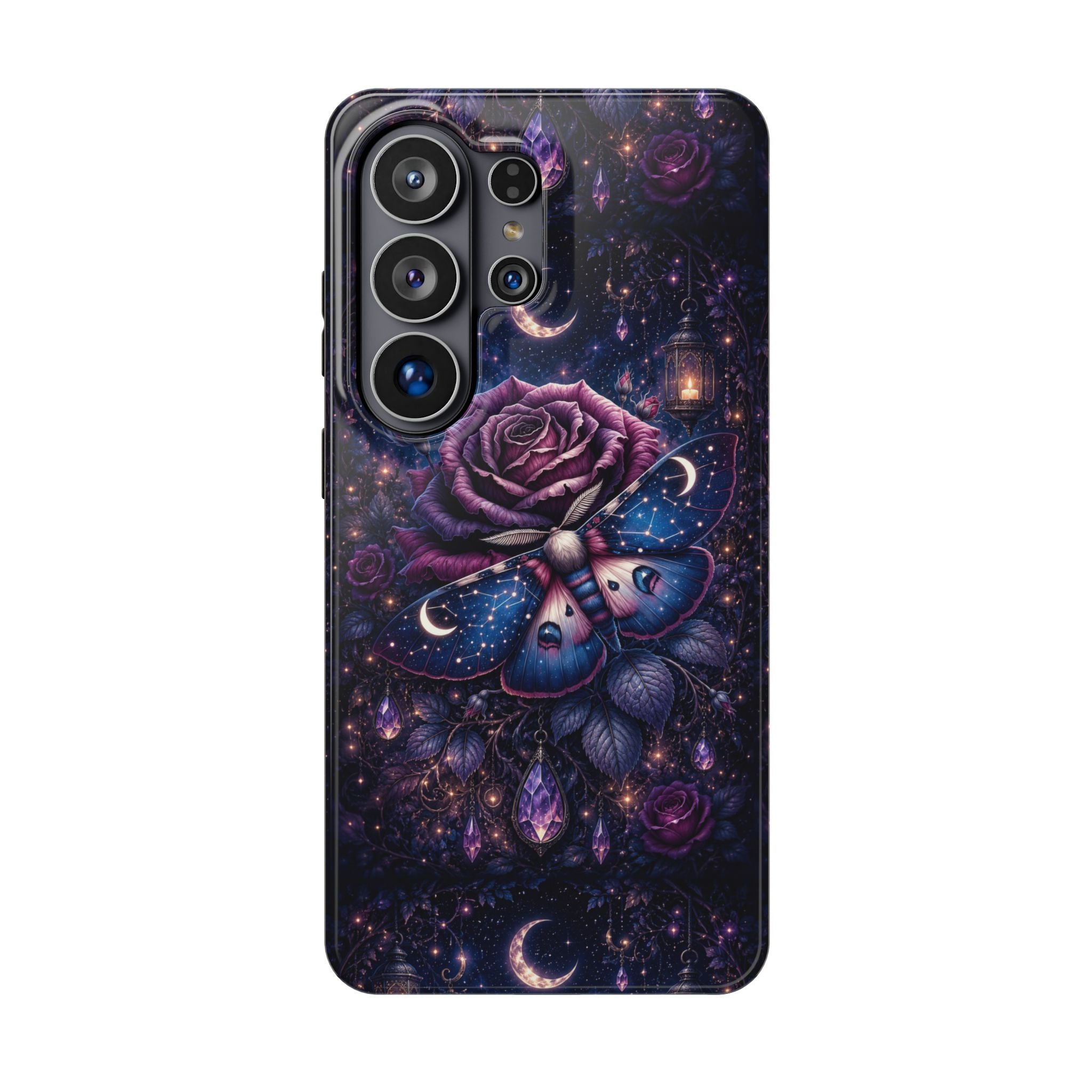 Mystical Rose & Moth Phone Case – Floral MagSafe-Compatible Cover