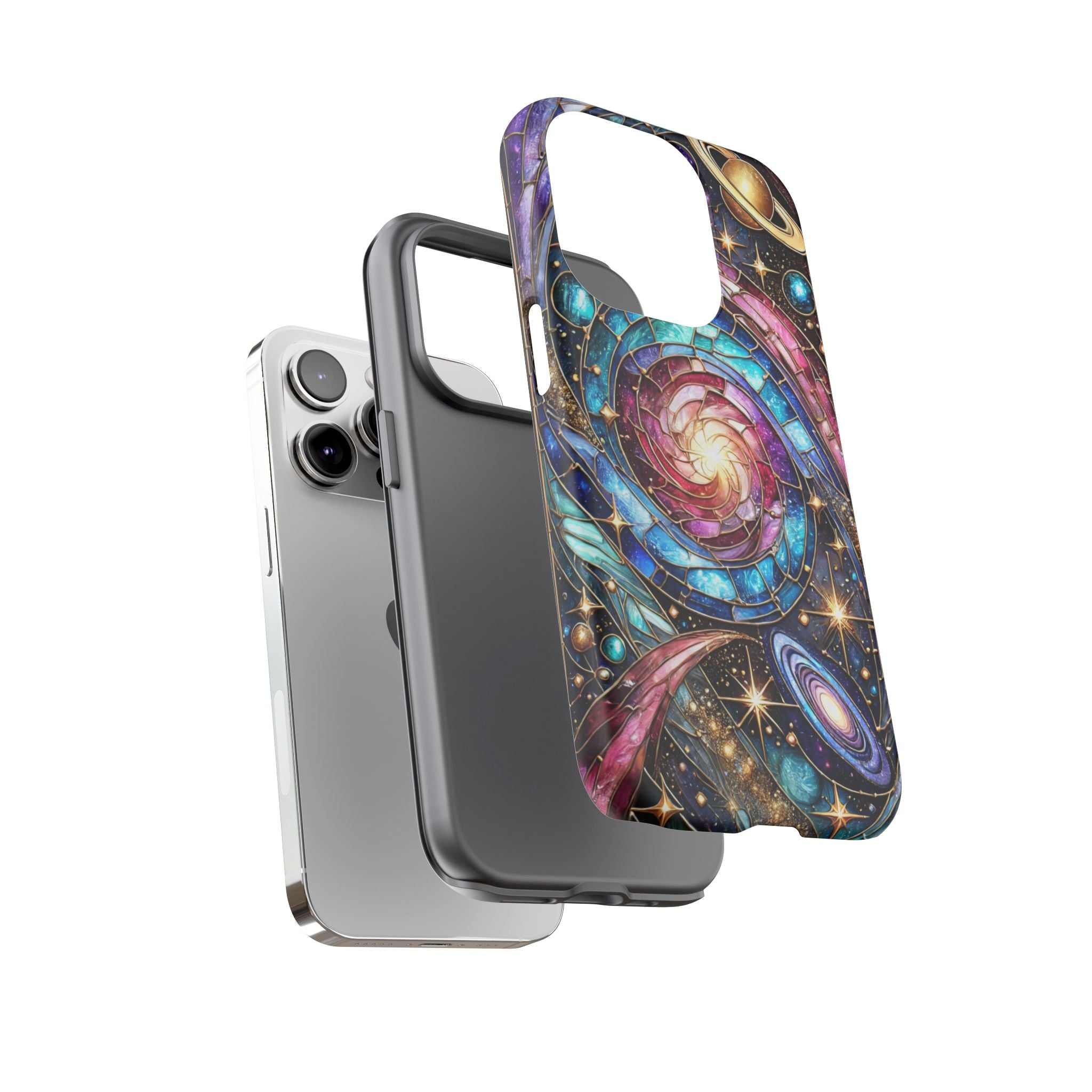 Galaxy Swirl Stained Glass Phone Case – Cosmic Celestial Cover