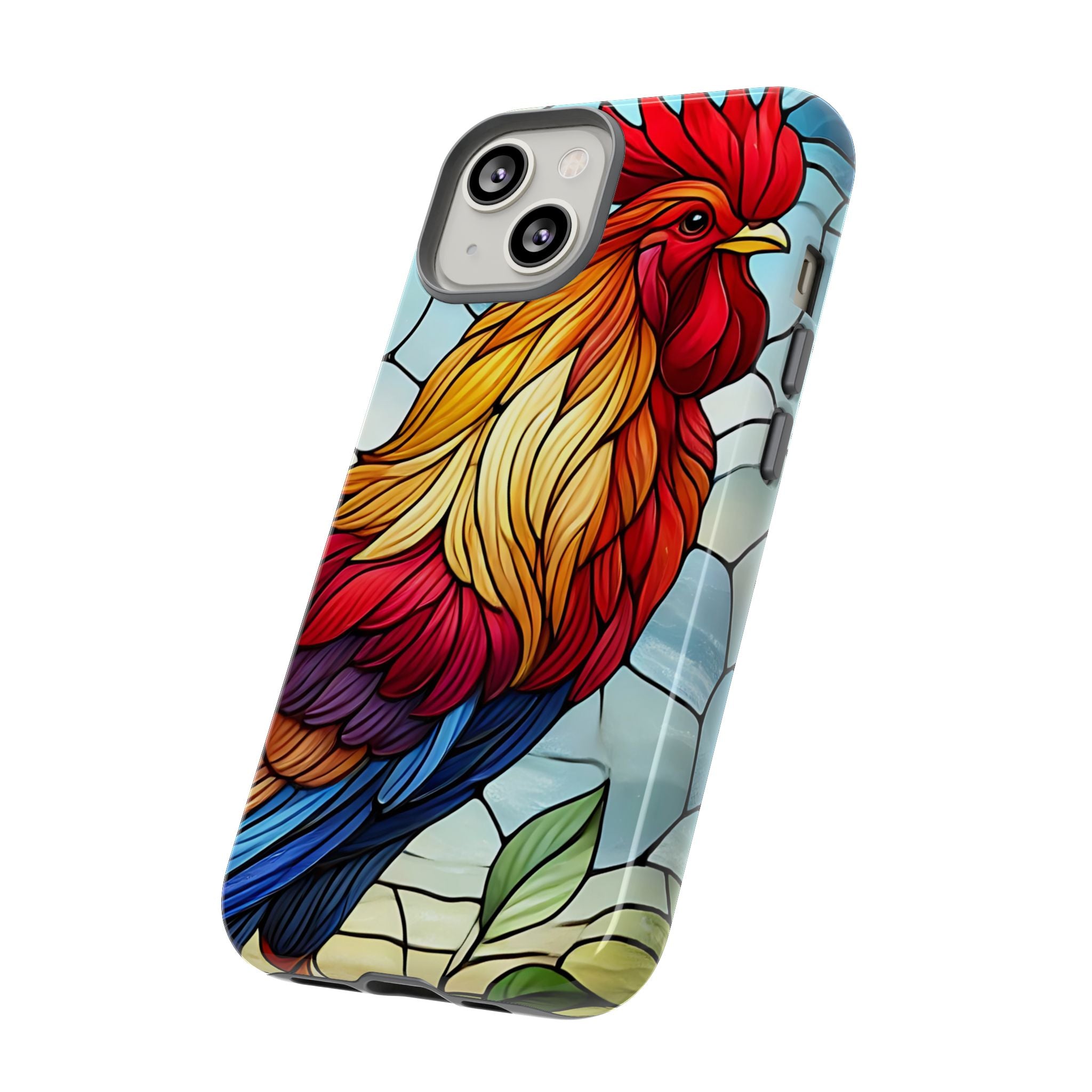Colorful Stained Glass Rooster Android Case, Tough Protective Phone Cover, Farmhouse Decor Protective Phone Case, Unique Chicken Design