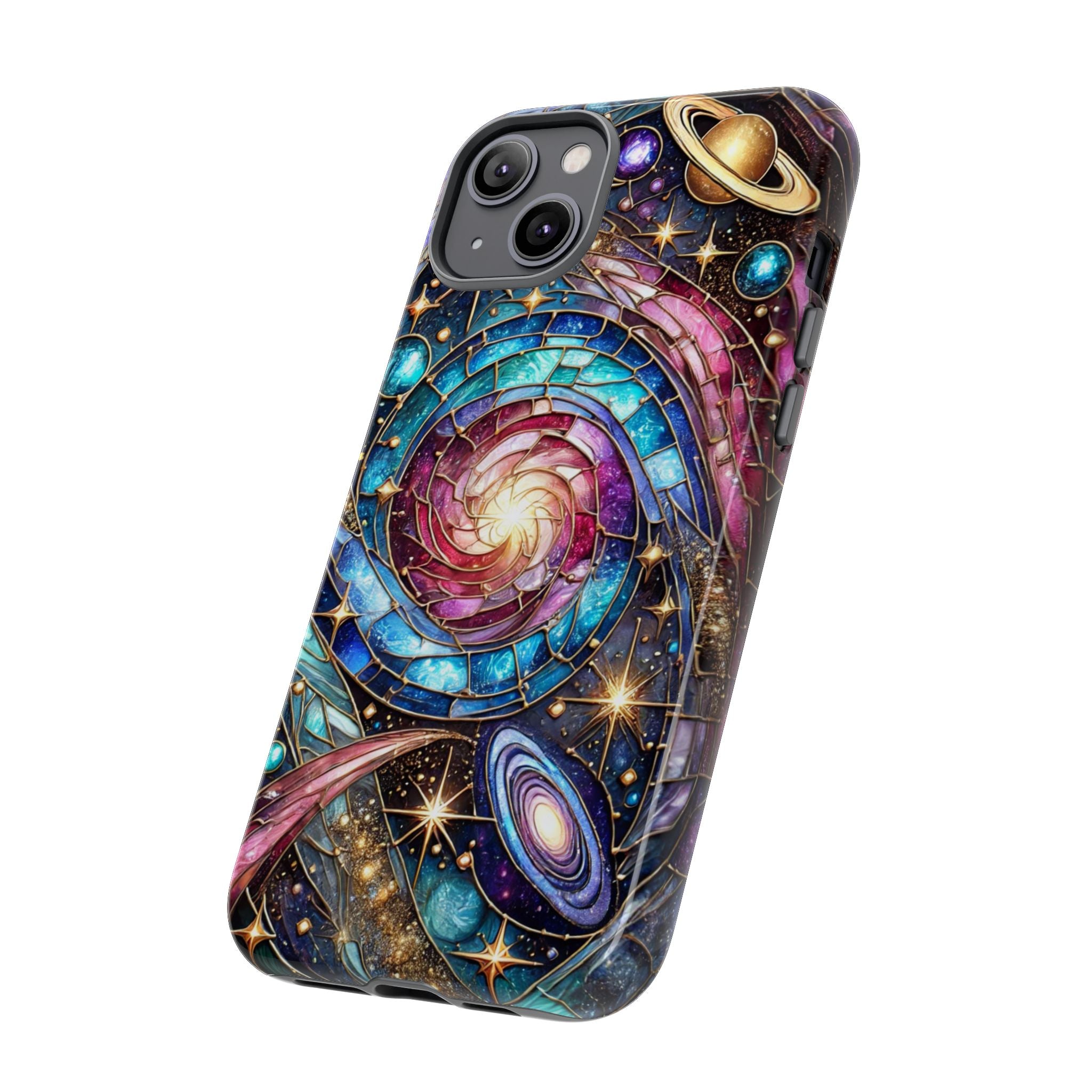 Galaxy Swirl Stained Glass Phone Case – Cosmic Celestial Cover