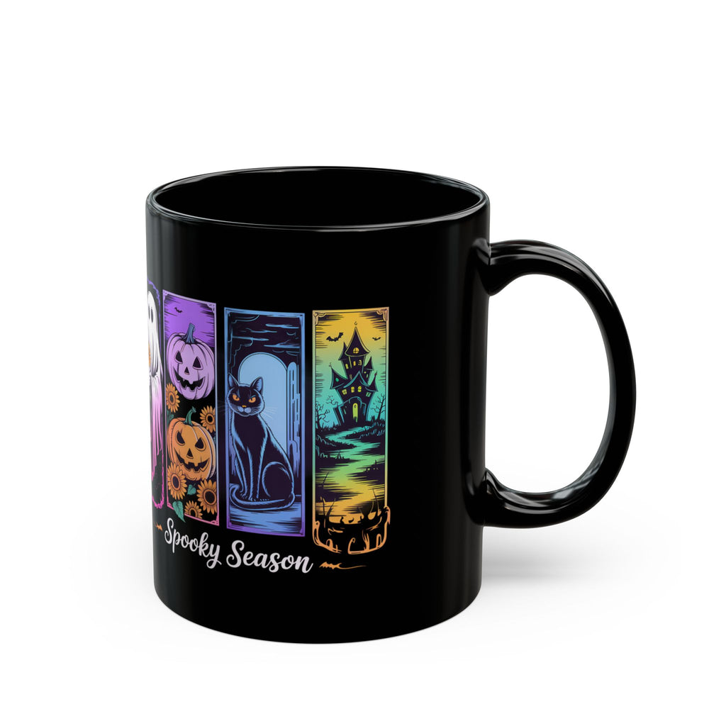 Black Brush Stroke Halloween Coffee Mug, Spooky Season Ghost Coffee Cup