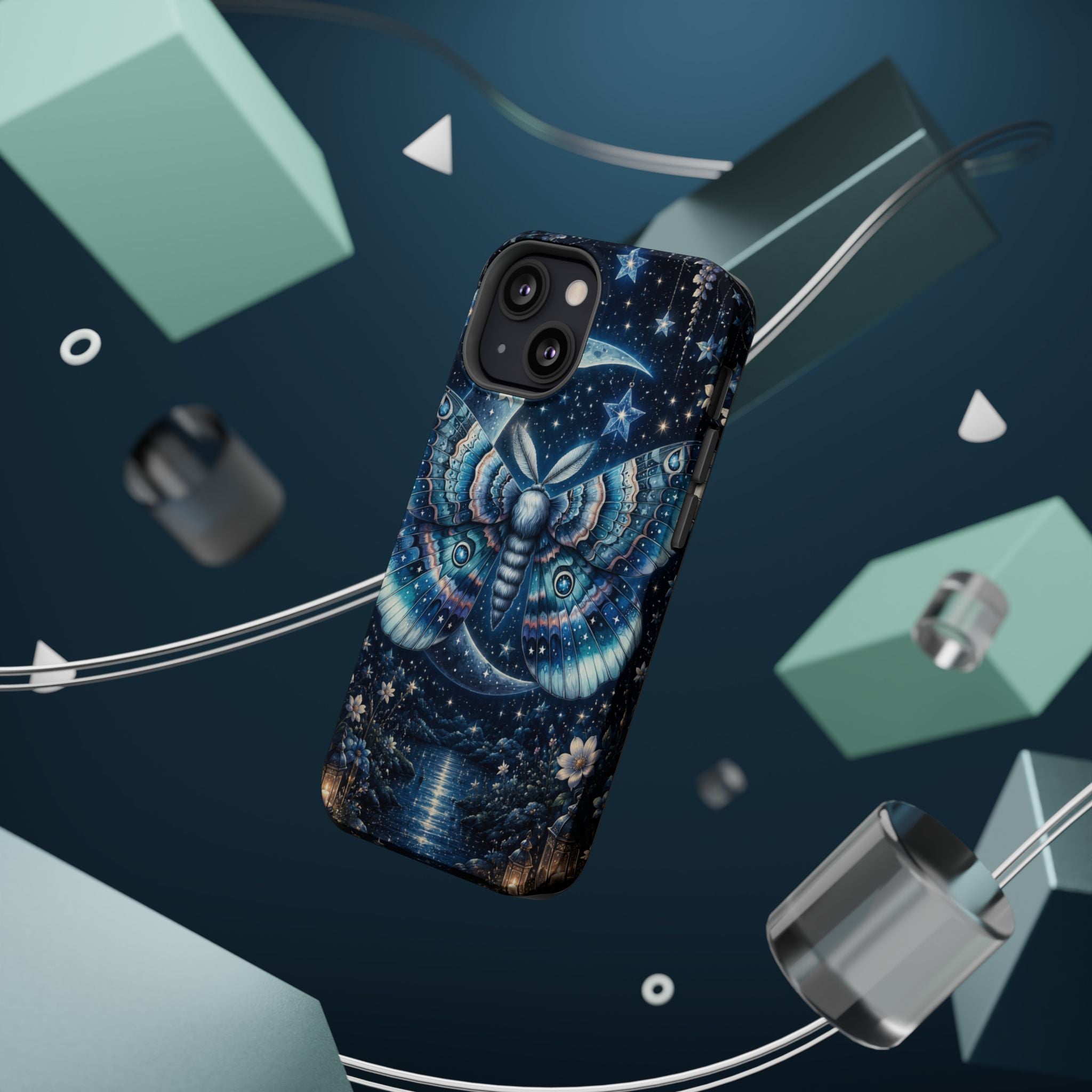 Mystic Moth Moon Phone Case – Night Sky MagSafe-Compatible Cover