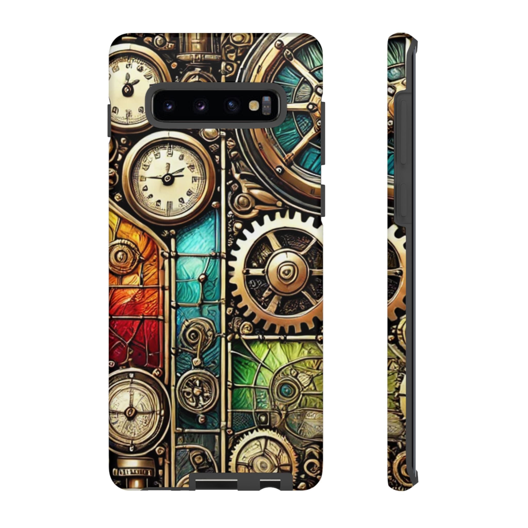Steampunk Meets Stained Glass Android Case, Artistic Gear Design