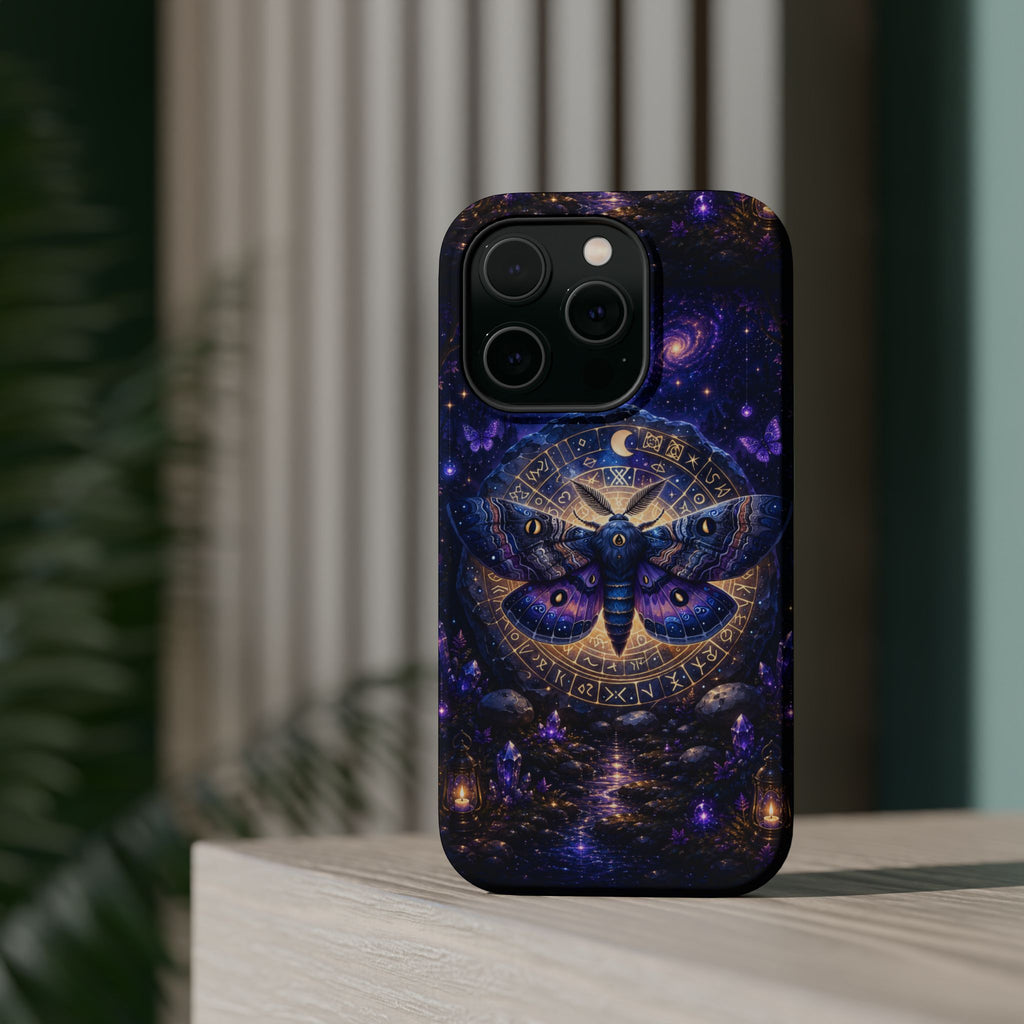 Astrological Moth Phone Case – Celestial MagSafe-Compatible Cover