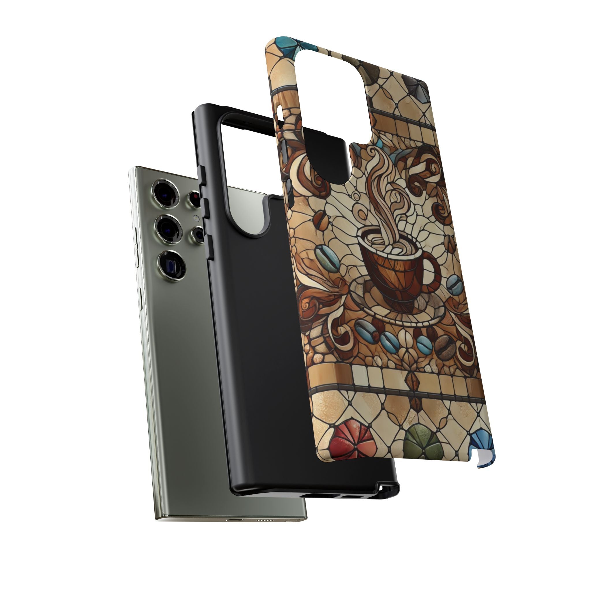 Stained Glass Coffee Android Phone Case – Shockproof TPU, 3D Wrap