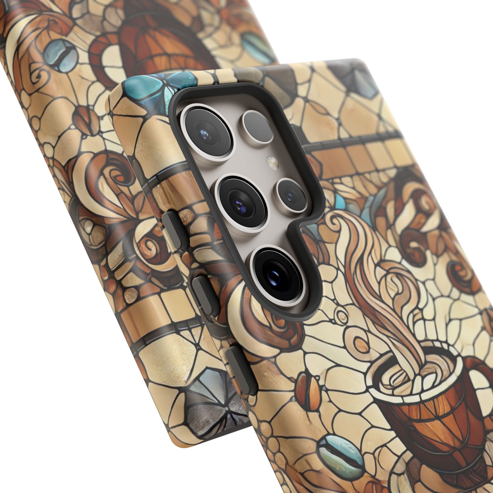 Stained Glass Coffee Android Phone Case – Shockproof TPU, 3D Wrap