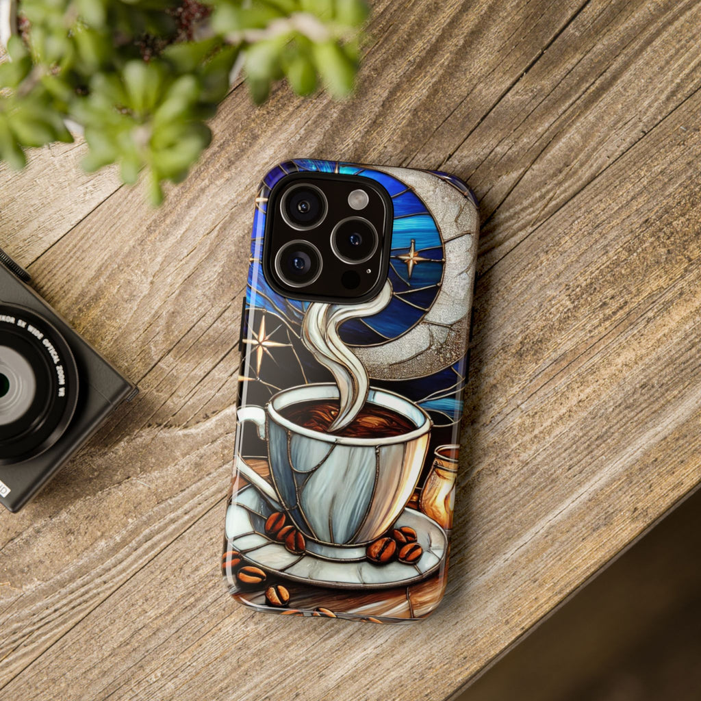 Stained Glass Coffee Phone Case – Cozy Artistic Design for Coffee Lovers