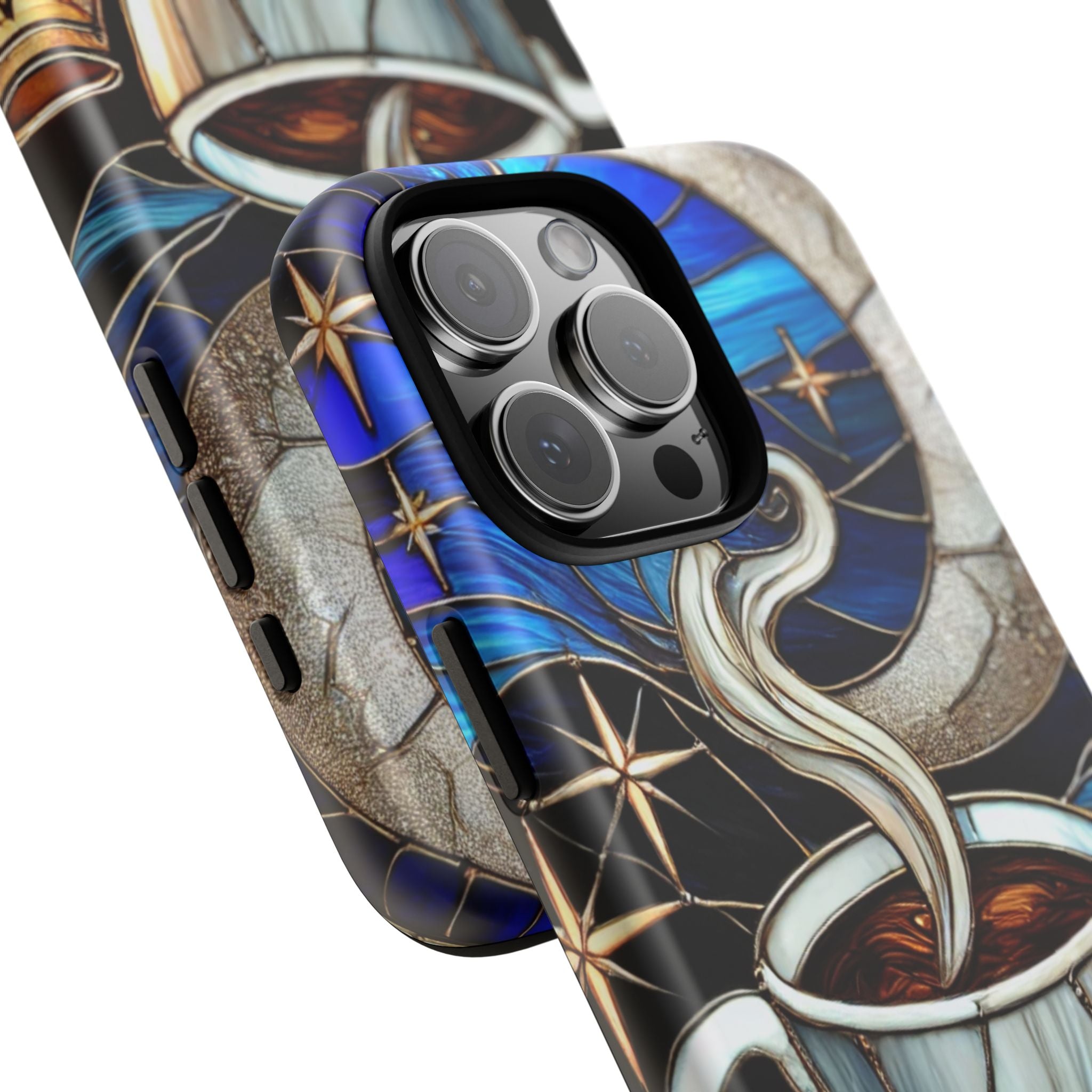Stained Glass Coffee Phone Case – Cozy Artistic Design for Coffee Lovers