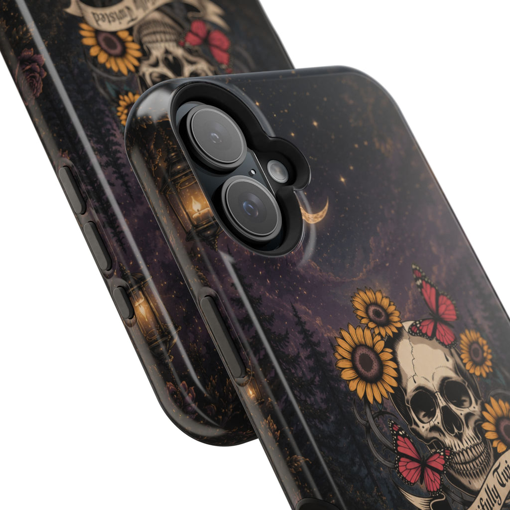 Skull, Sunflowers & Butterflies Phone Case – "Beautifully Twisted" MagSafe Cover