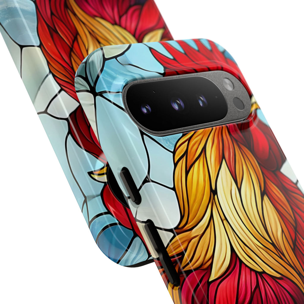 Colorful Stained Glass Rooster Android Case, Tough Protective Phone Cover, Farmhouse Decor Protective Phone Case, Unique Chicken Design