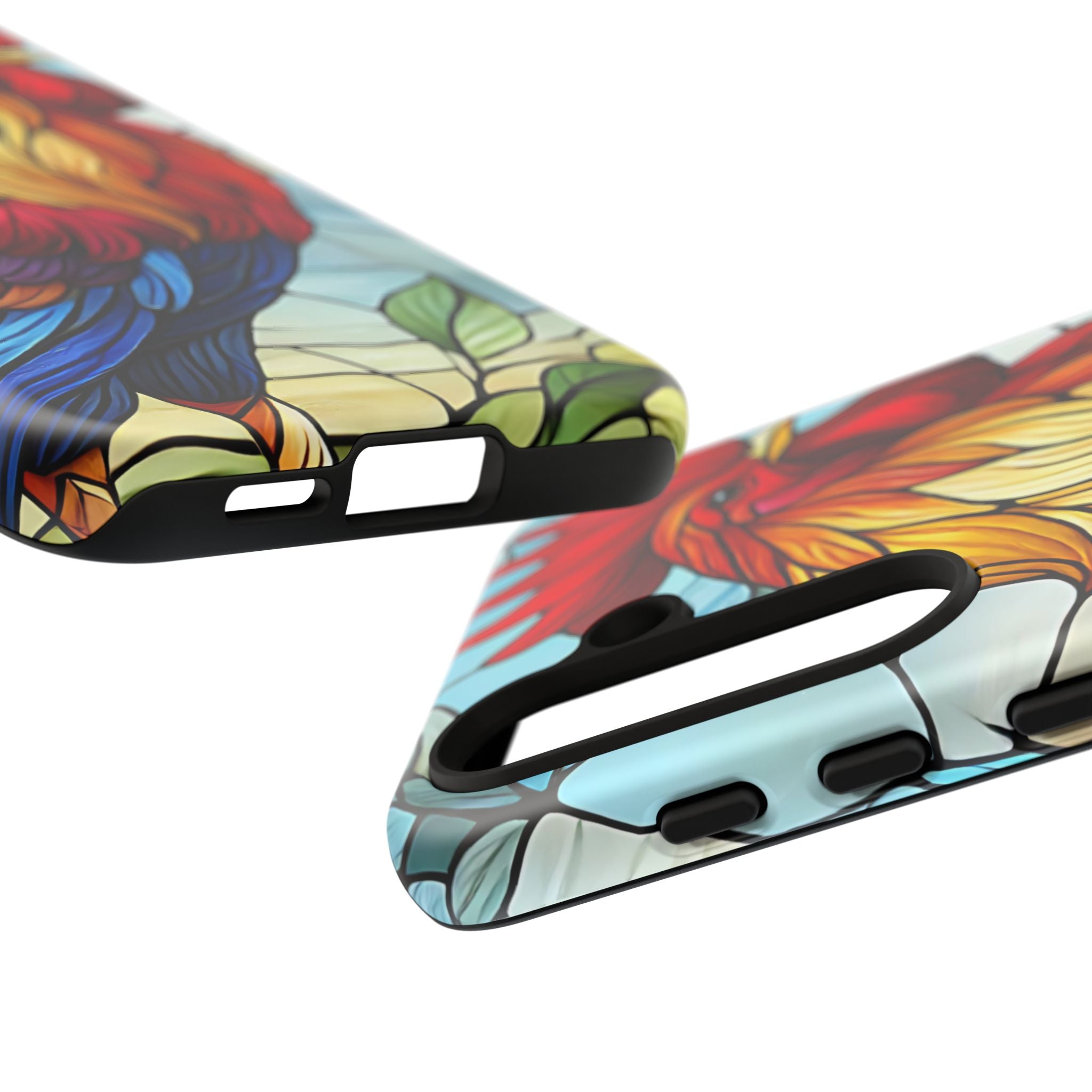 Rooster Faux Stained Glass Phone Case – 3D Full-Wrap Protective Cover with TPU Liner