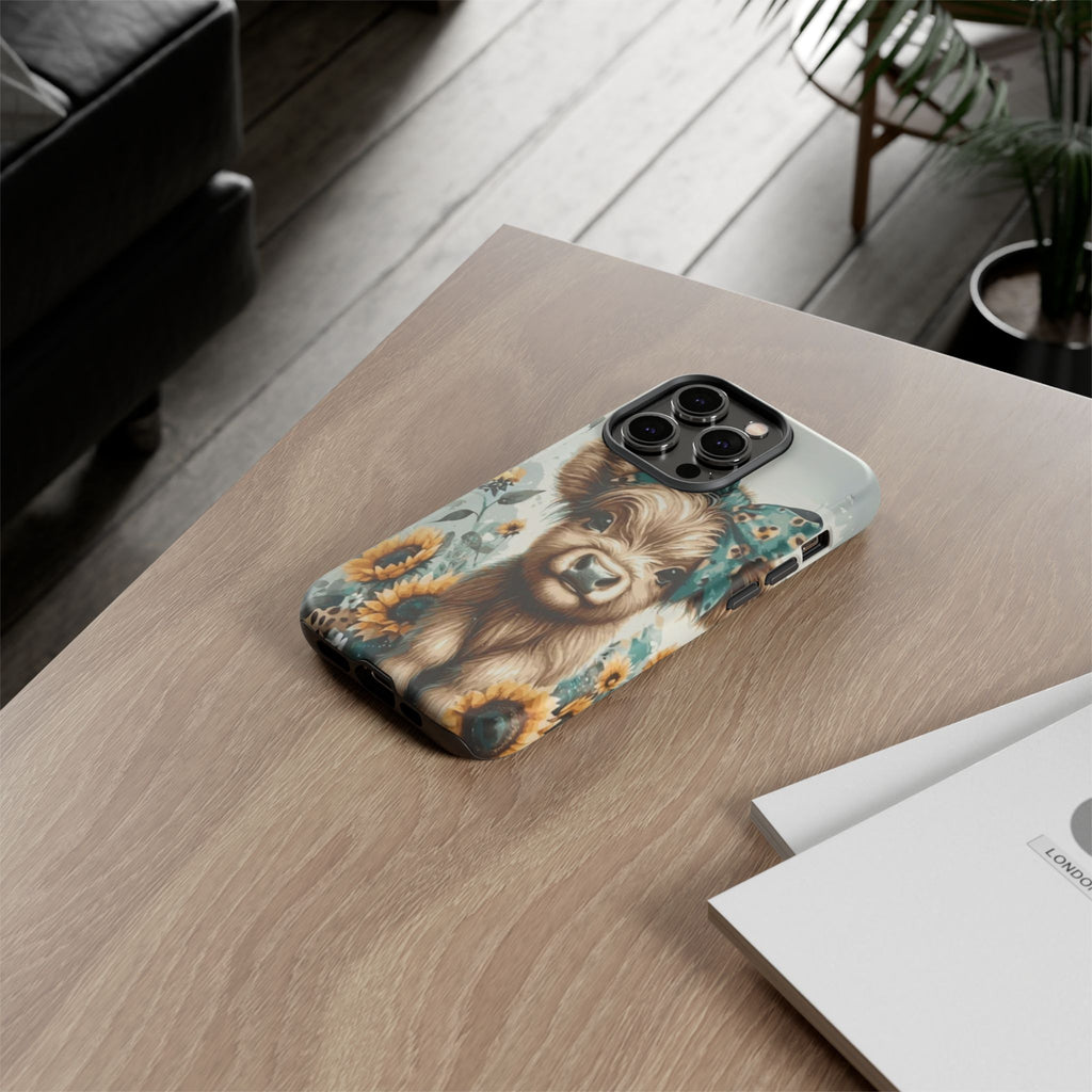 Adorable Cow Phone Case – Floral Farmhouse Design, Cute Animal Lover Gift