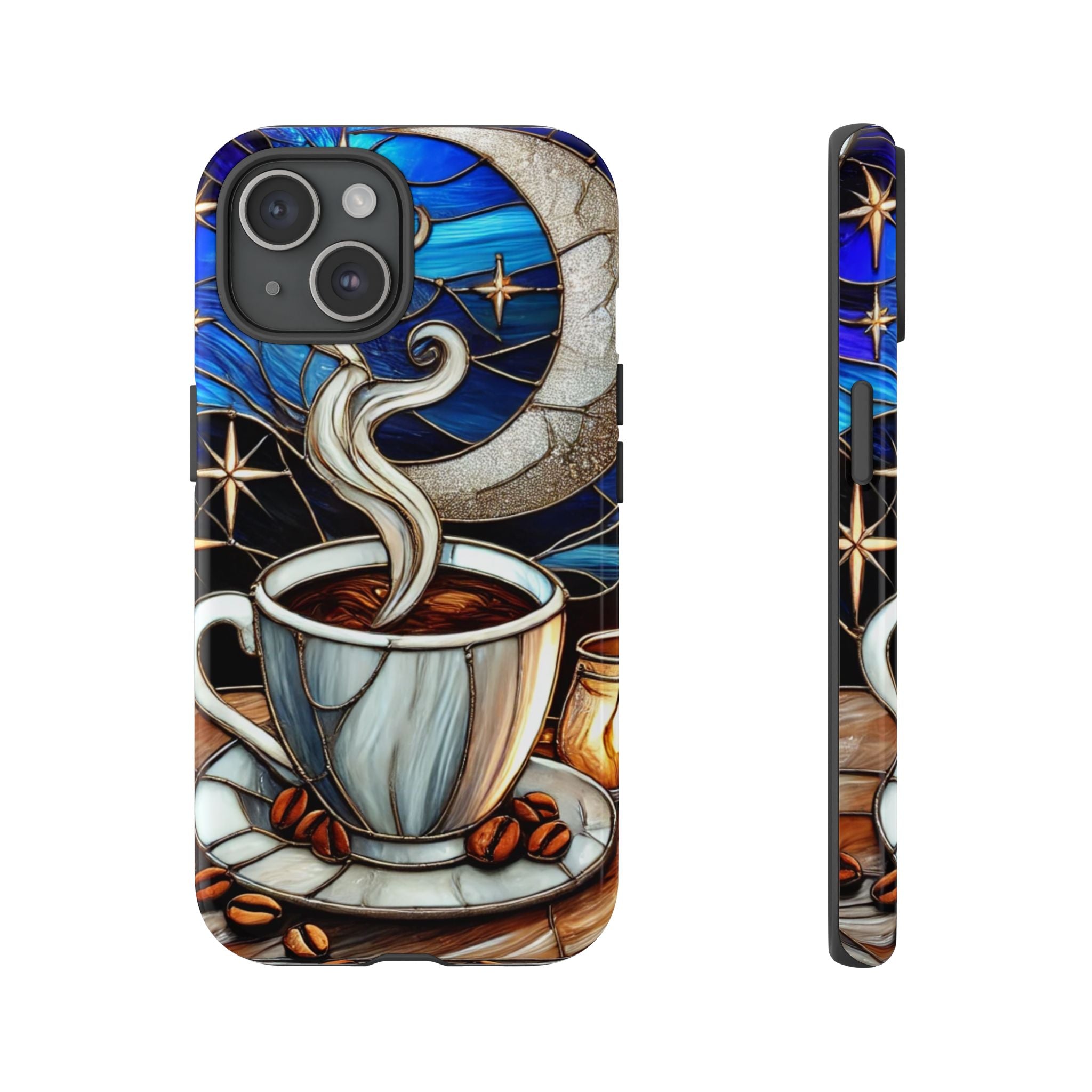 Stained Glass Coffee Phone Case – Cozy Artistic Design for Coffee Lovers