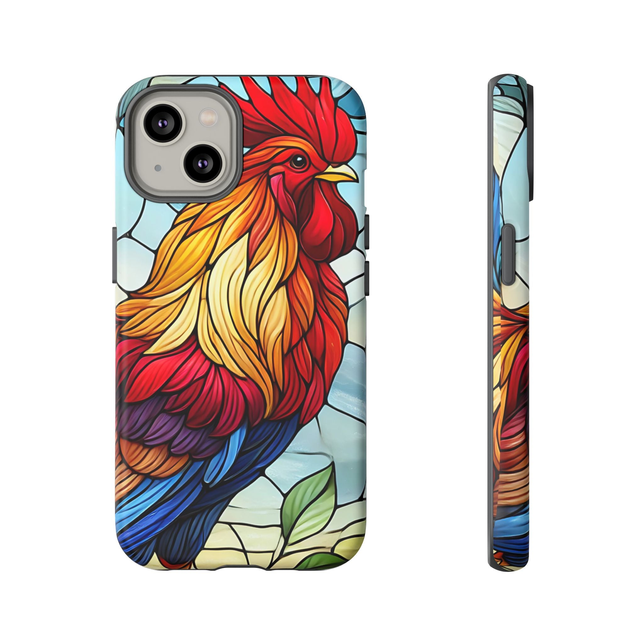 Colorful Stained Glass Rooster Android Case, Tough Protective Phone Cover, Farmhouse Decor Protective Phone Case, Unique Chicken Design