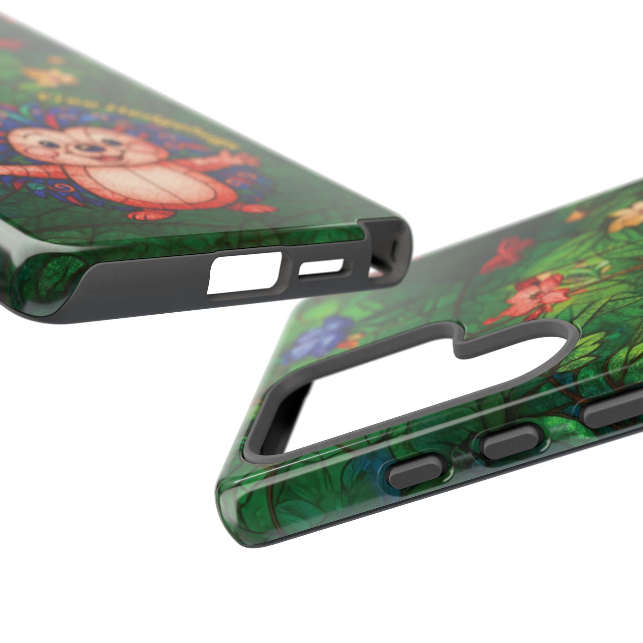 Stained Glass Hedgehog Phone Case – "Free Hedgehugs" Floral Design