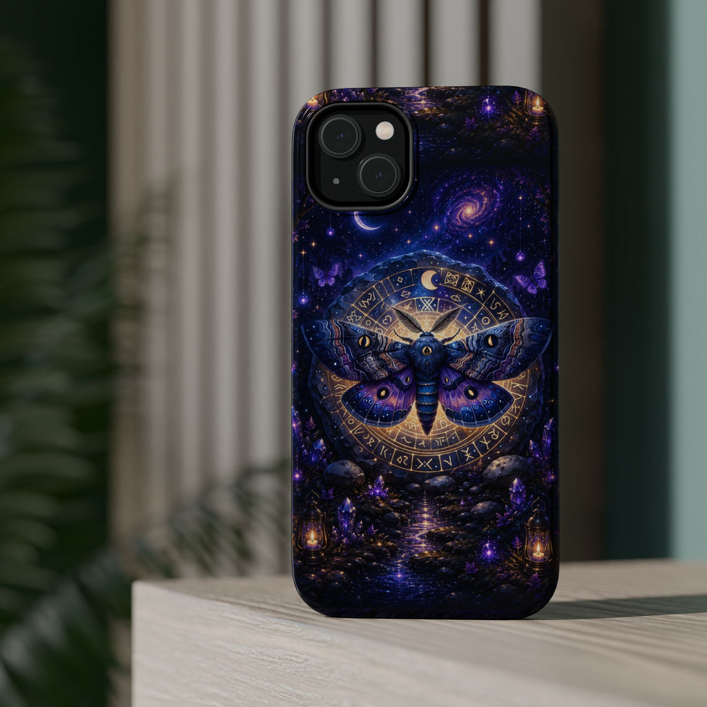 Astrological Moth Phone Case – Celestial MagSafe-Compatible Cover