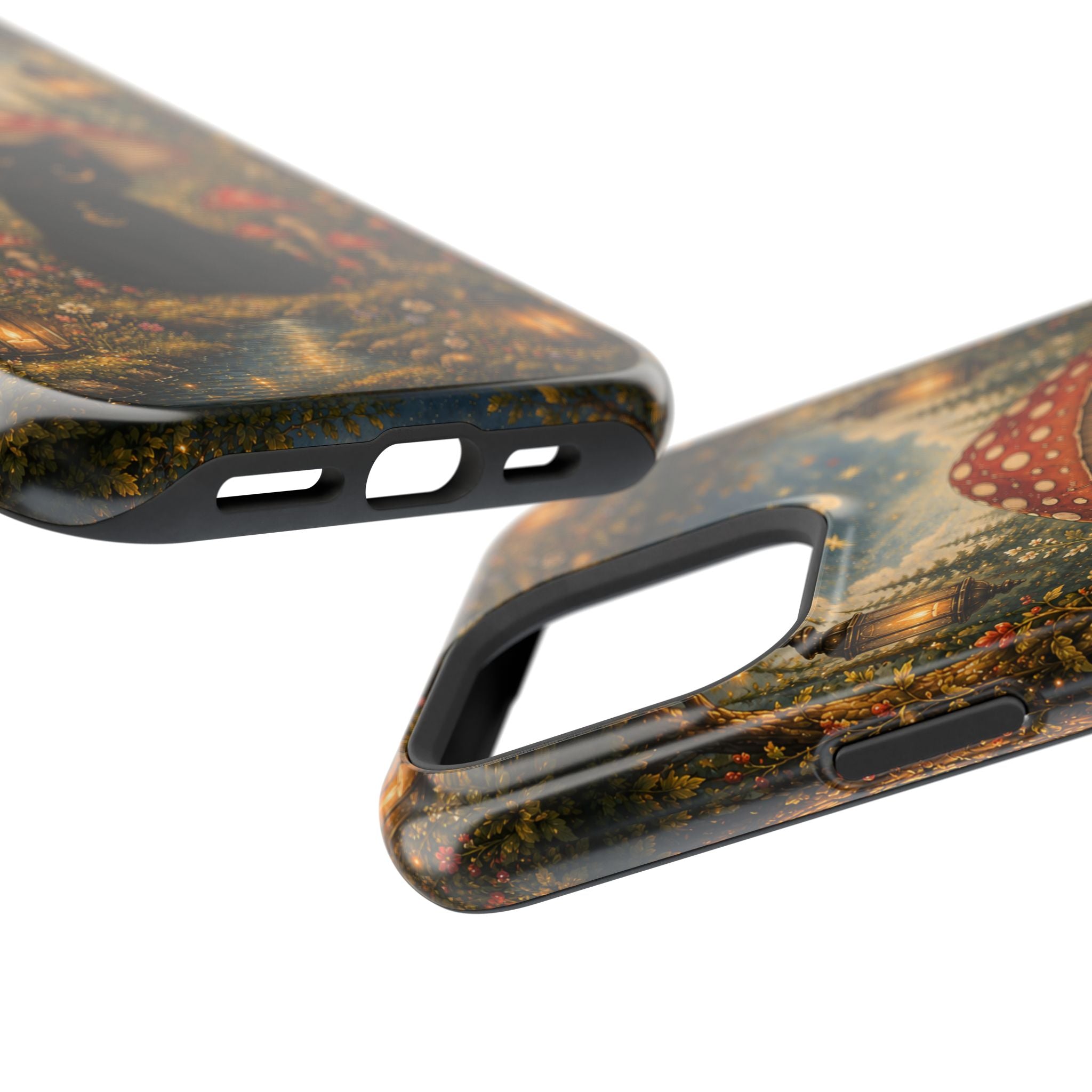 Black Cat & Mushroom Phone Case – Magical MagSafe-Compatible Cover