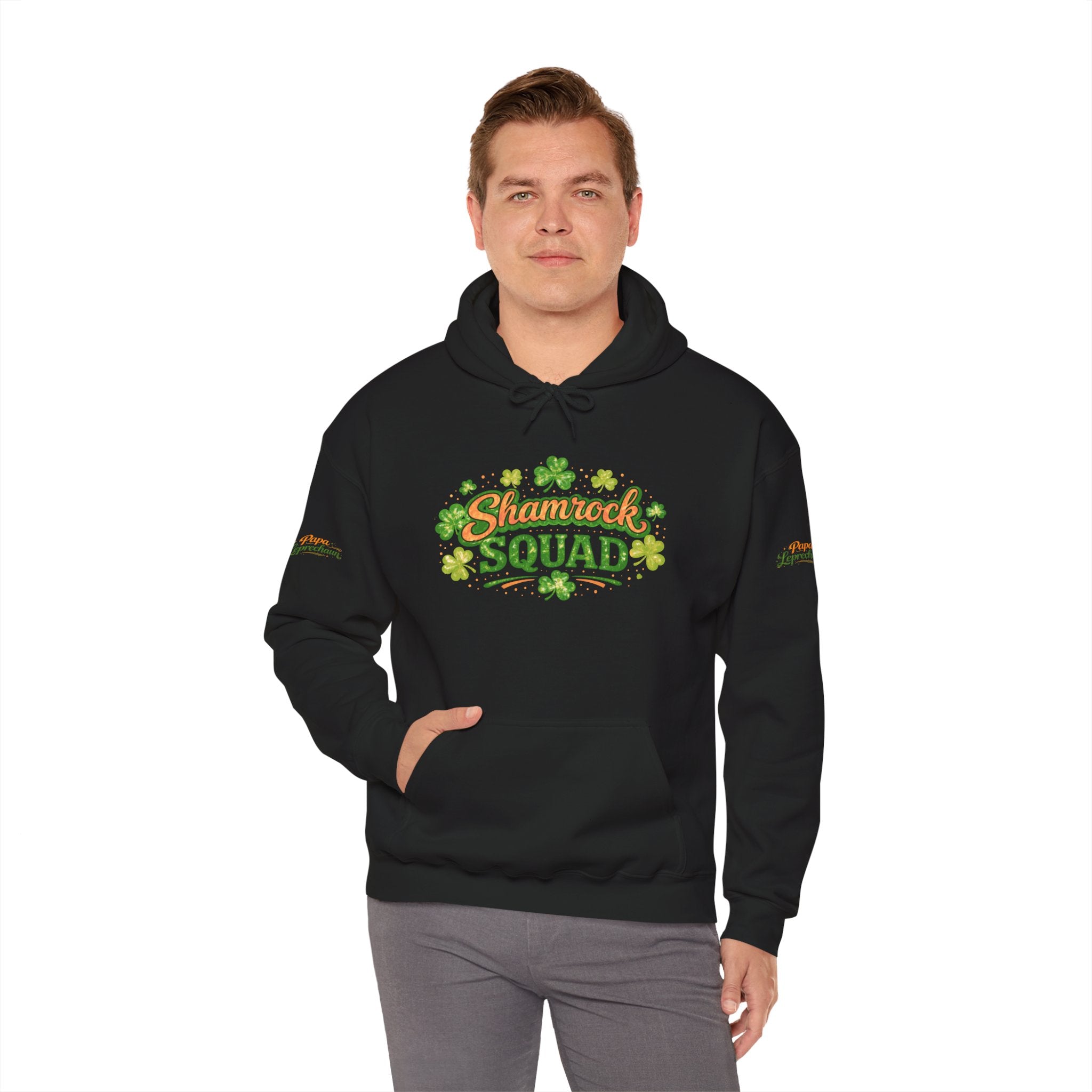 Papa Leprechaun Shamrock Squad Hoodie — St. Patrick’s Day Green Clover Sweatshirt