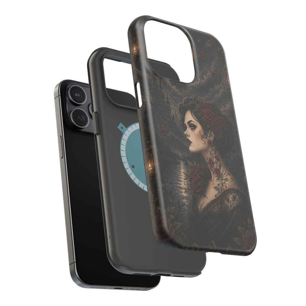 Gothic Rose Portrait Phone Case – Dark Romance MagSafe-Compatible Cover