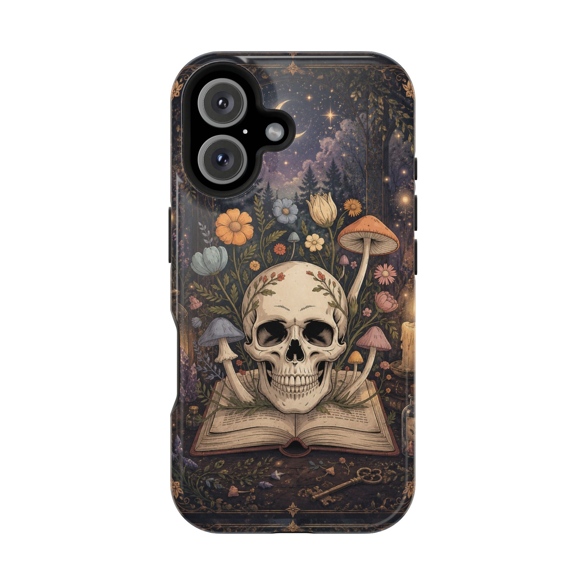 Skull & Mushroom Phone Case – Gothic MagSafe-Compatible Impact-Resistant Case