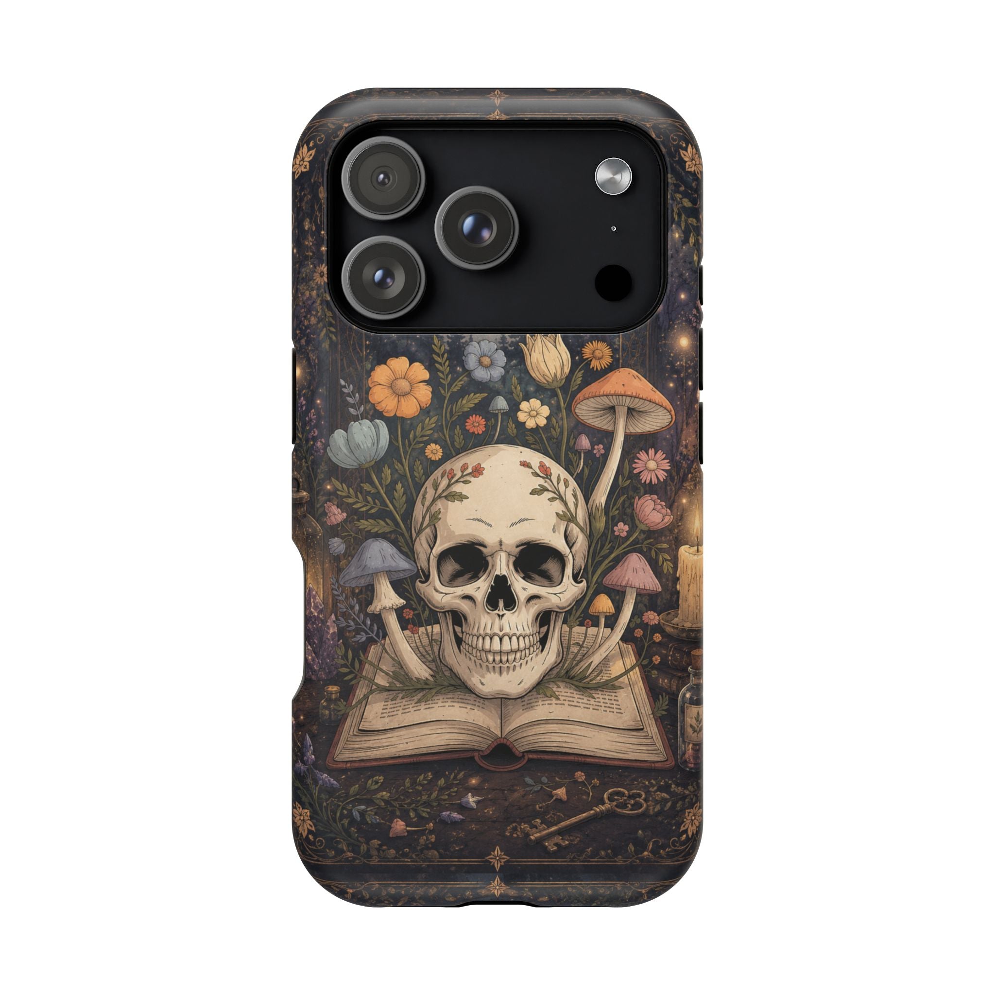 Skull & Mushroom Phone Case – Gothic MagSafe-Compatible Impact-Resistant Case