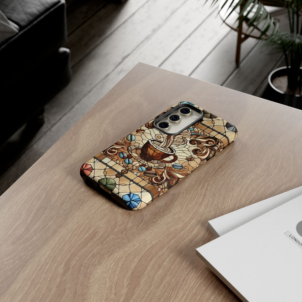 Stained Glass Coffee Android Phone Case – Shockproof TPU, 3D Wrap
