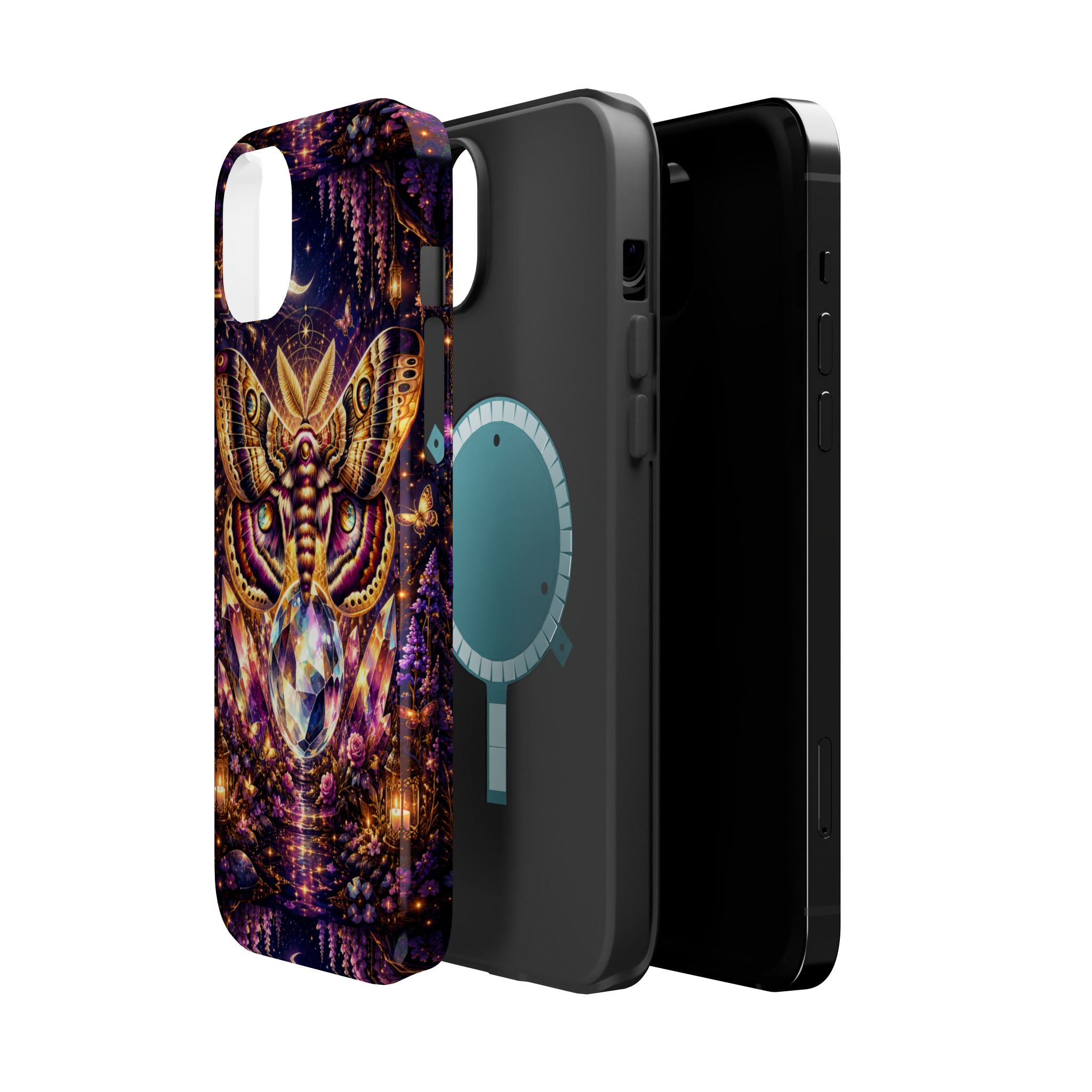 Mystic Moth Crystal Phone Case – Jewel-Toned MagSafe-Compatible Cover