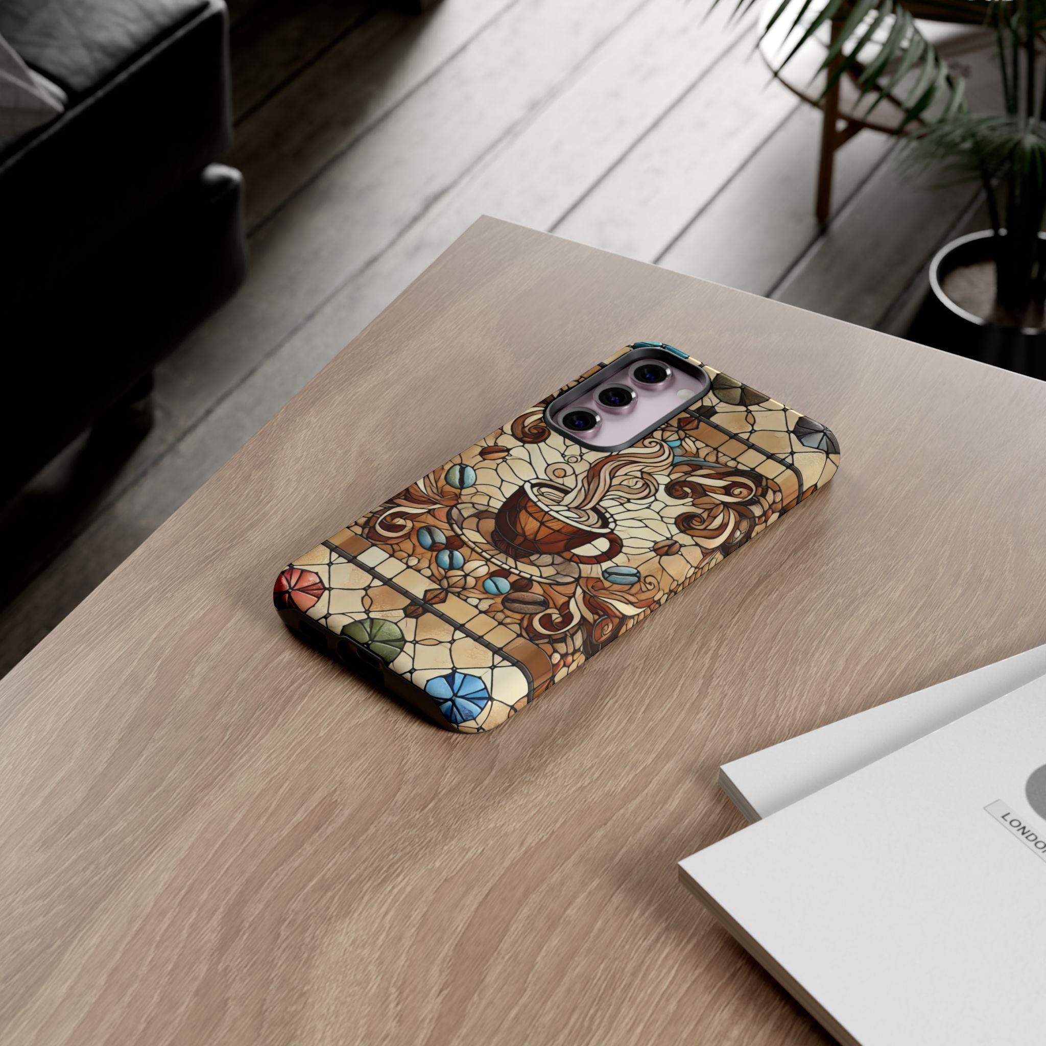Stained Glass Coffee Android Phone Case – Shockproof TPU, 3D Wrap